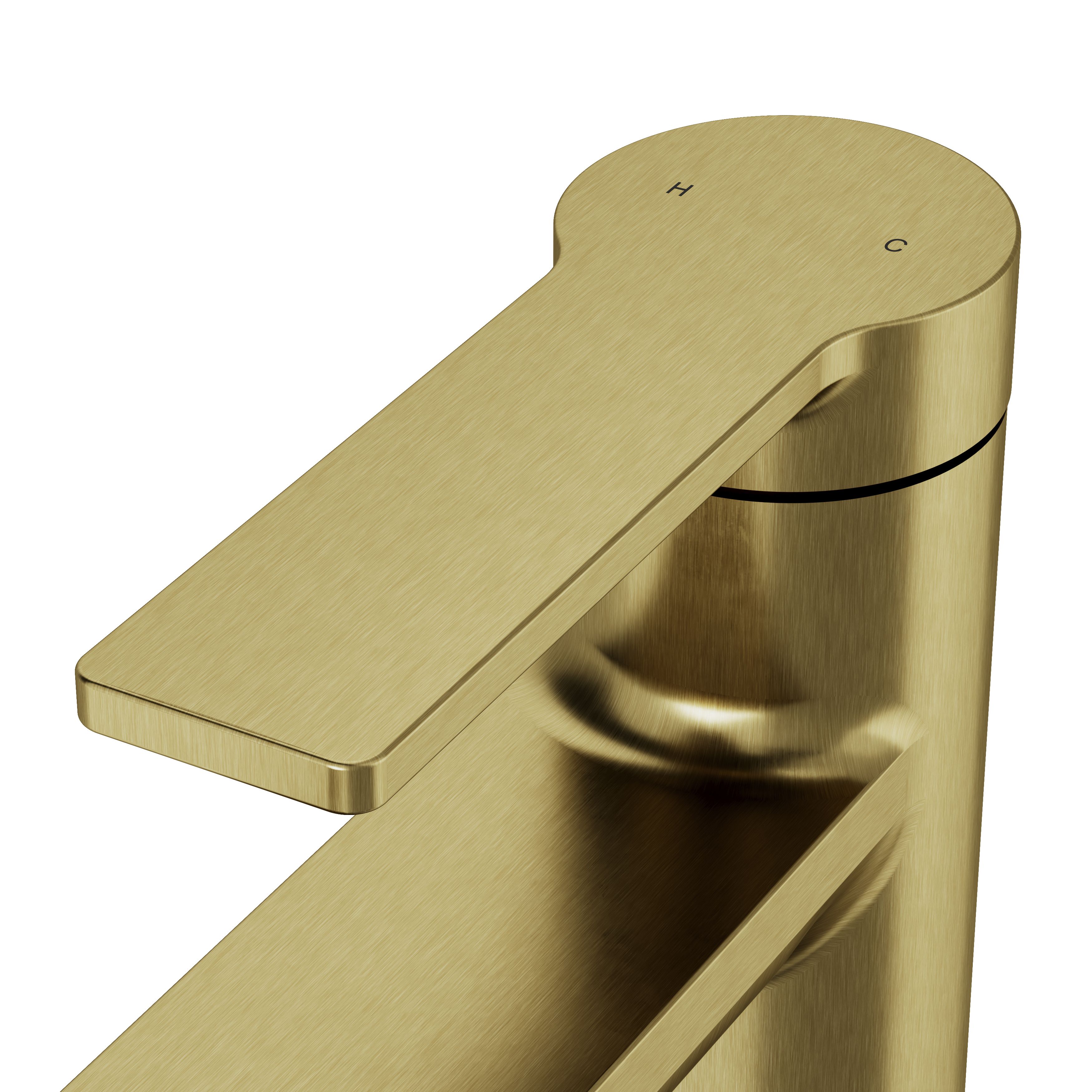 GoodHome Akita Tall Satin Brass effect Round Manual Basin Mixer Tap - 6