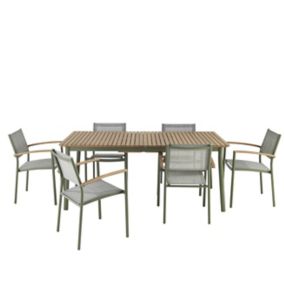 GoodHome Akoa Deep lichen green Metal 6 seater Dining set