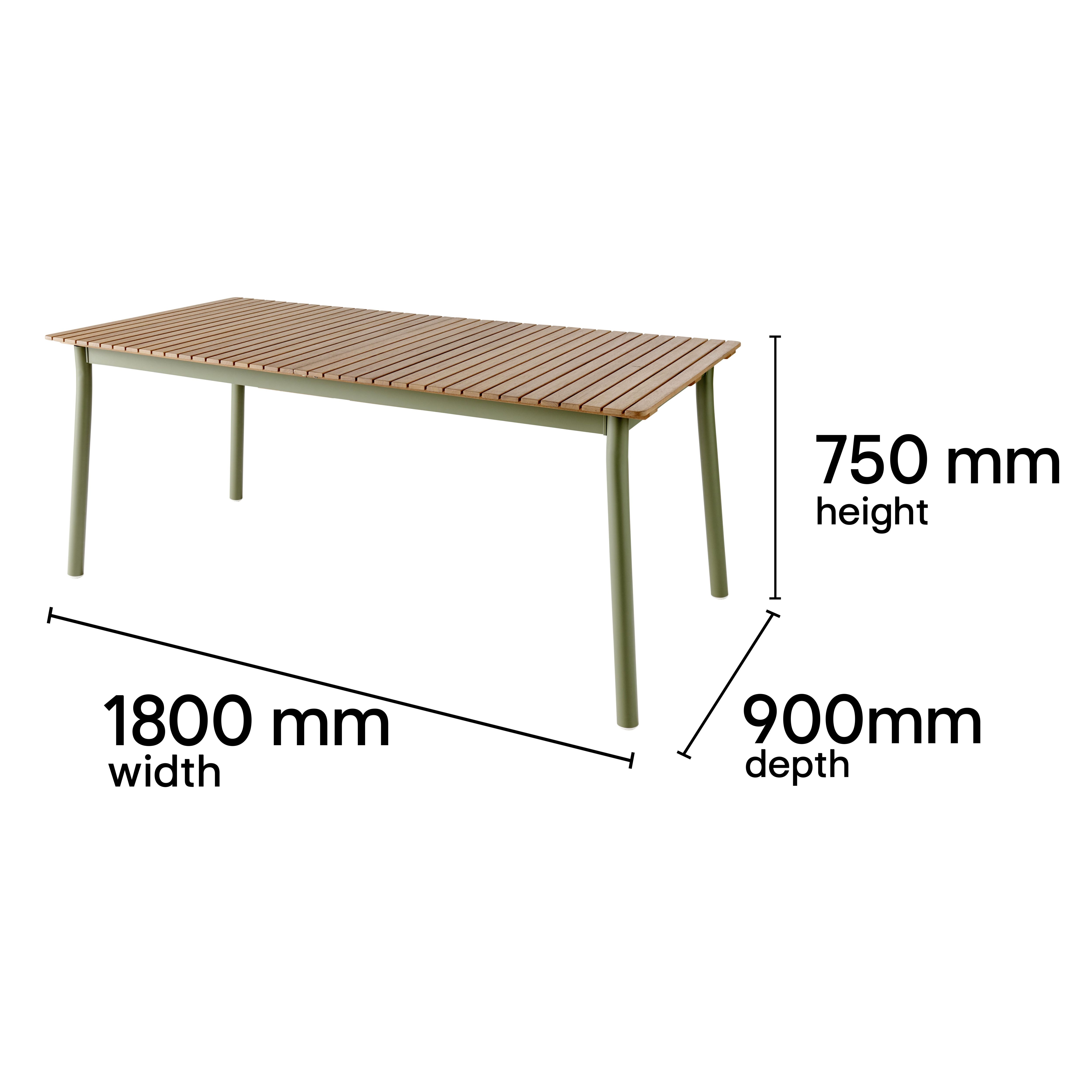 GoodHome Akoa Kaki green Wooden 8 seater Extendable Rectangular Table - 10