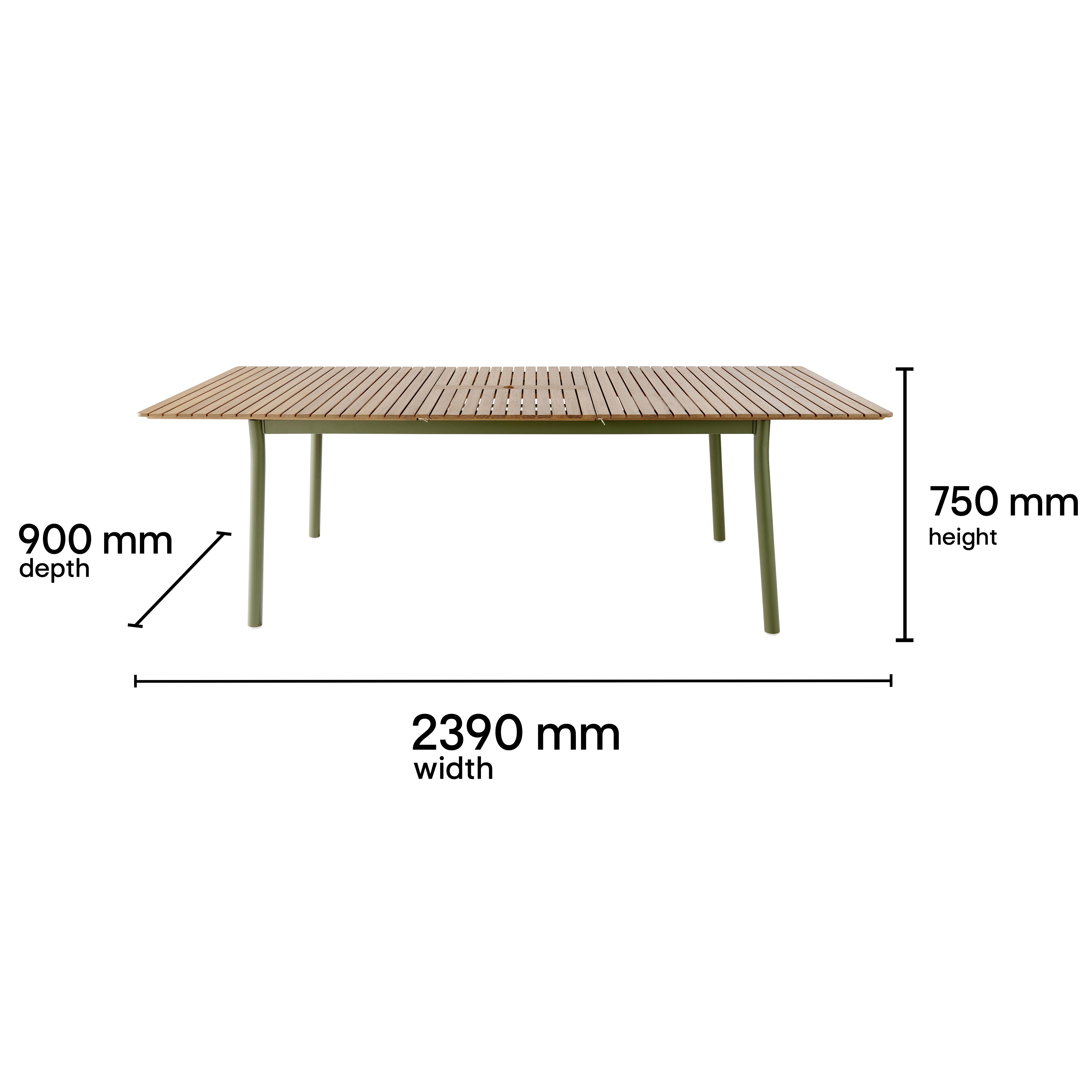 GoodHome Akoa Kaki green Wooden 8 seater Extendable Rectangular Table - 11