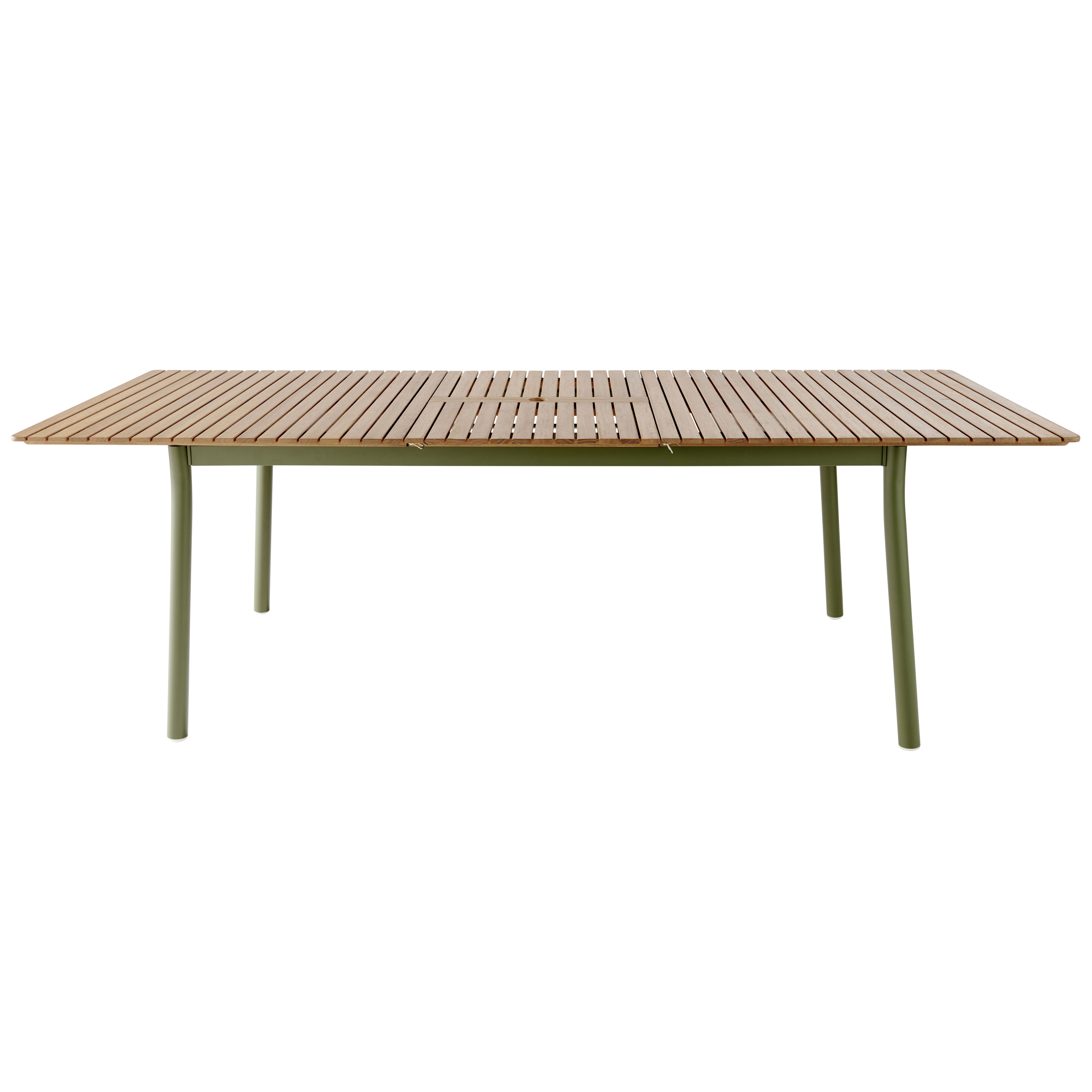 GoodHome Akoa Kaki green Wooden 8 seater Extendable Rectangular Table ...