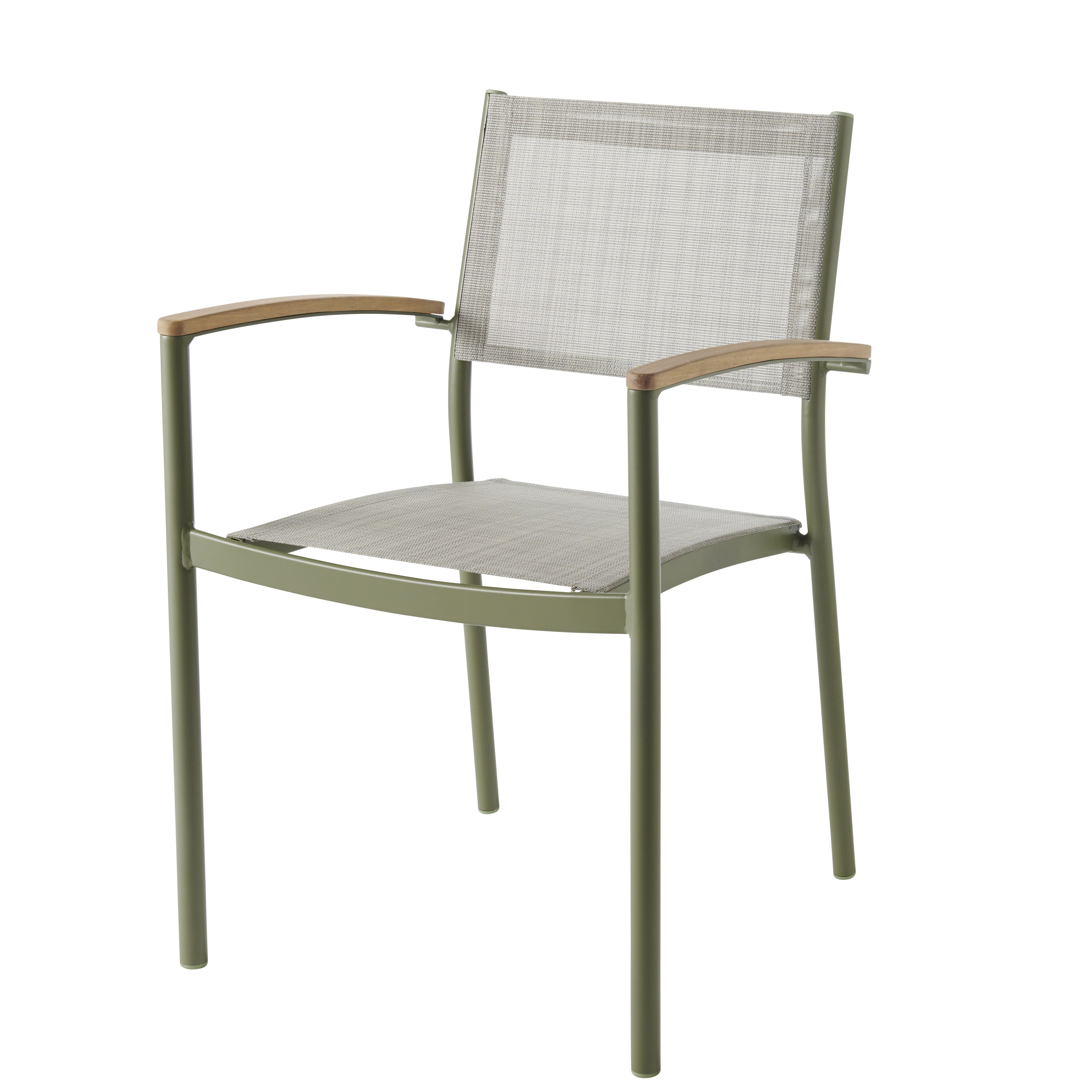 GoodHome Akoa Kaki green Wooden Armchair