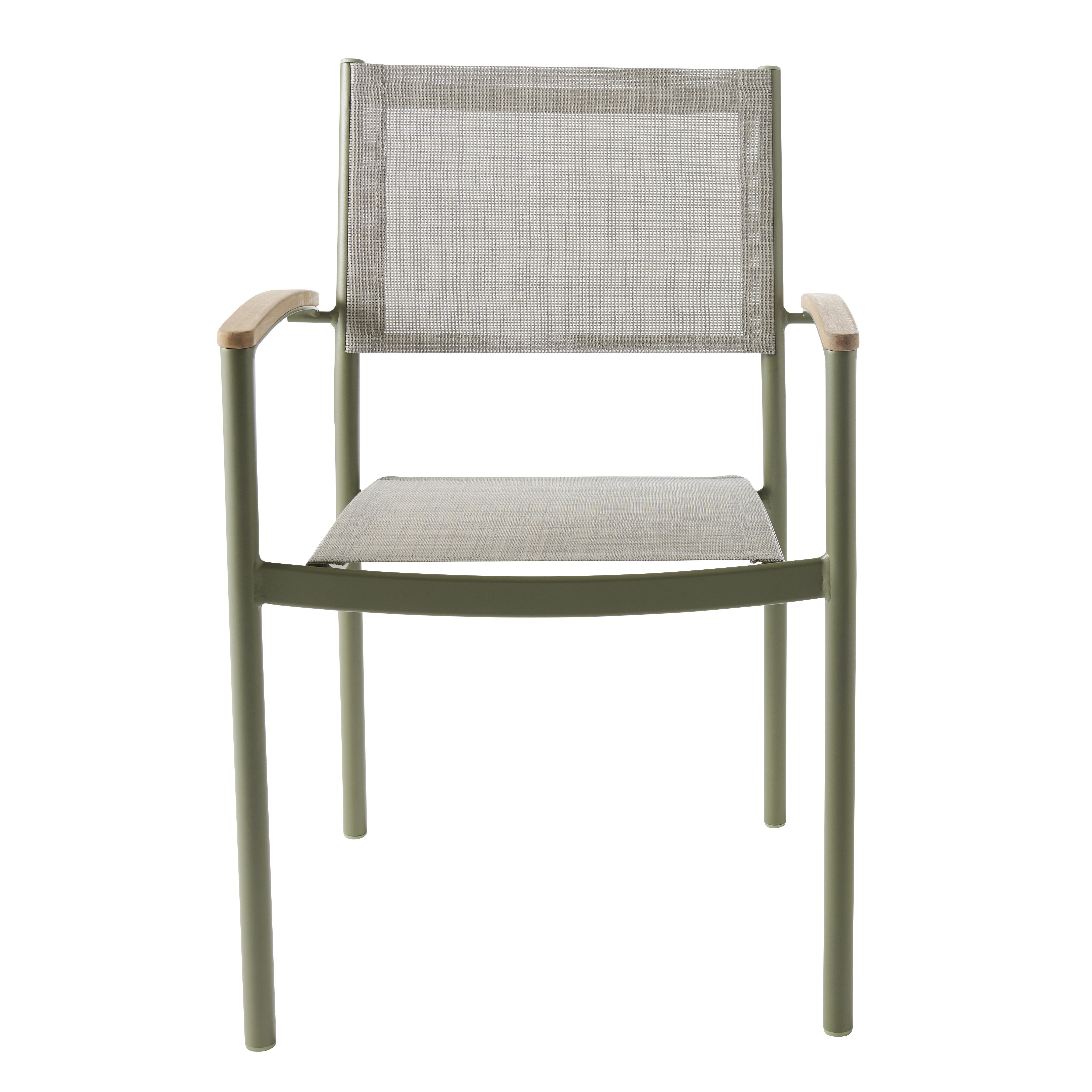 GoodHome Akoa Kaki green Wooden Armchair