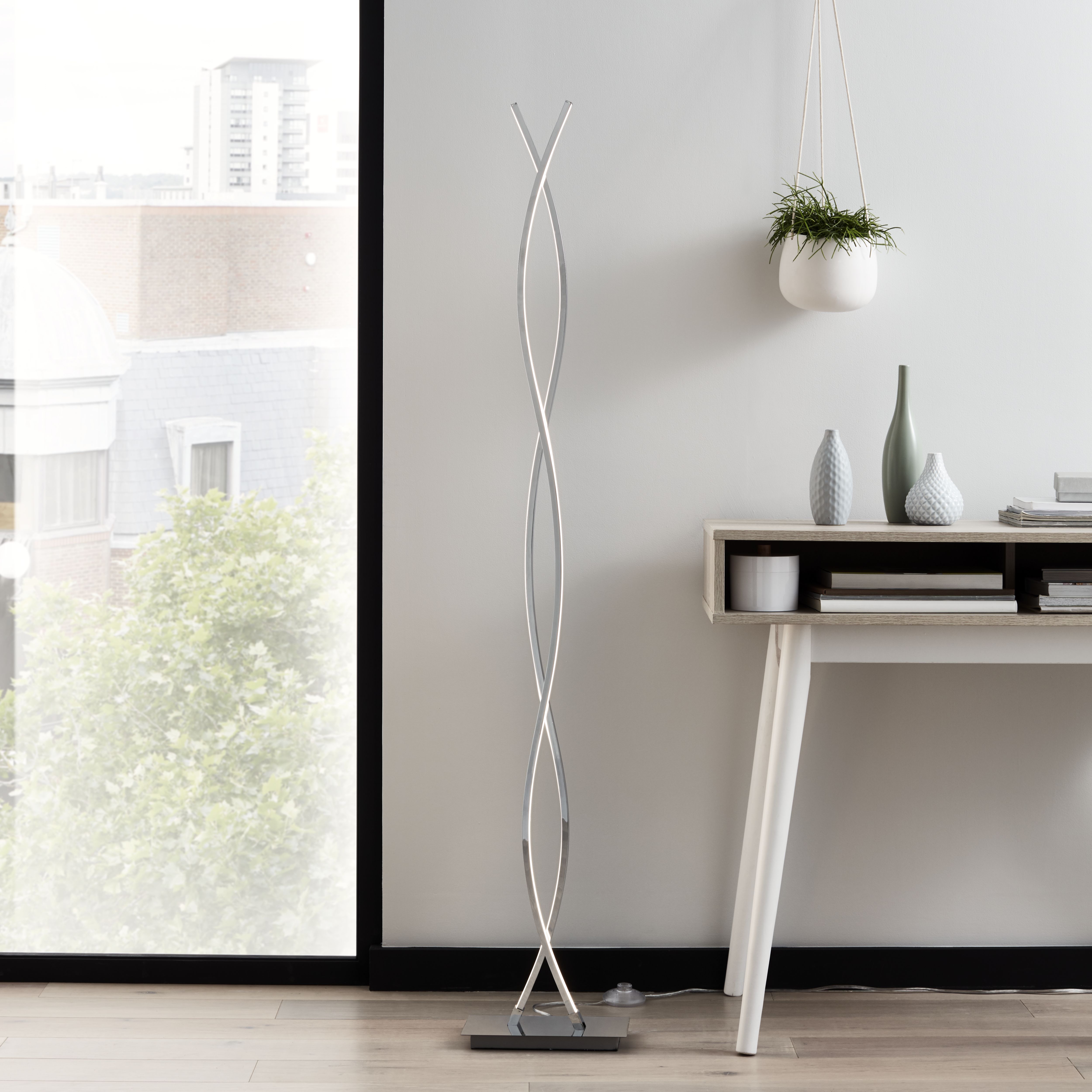 GoodHome Alani Chrome effect LED Floor light