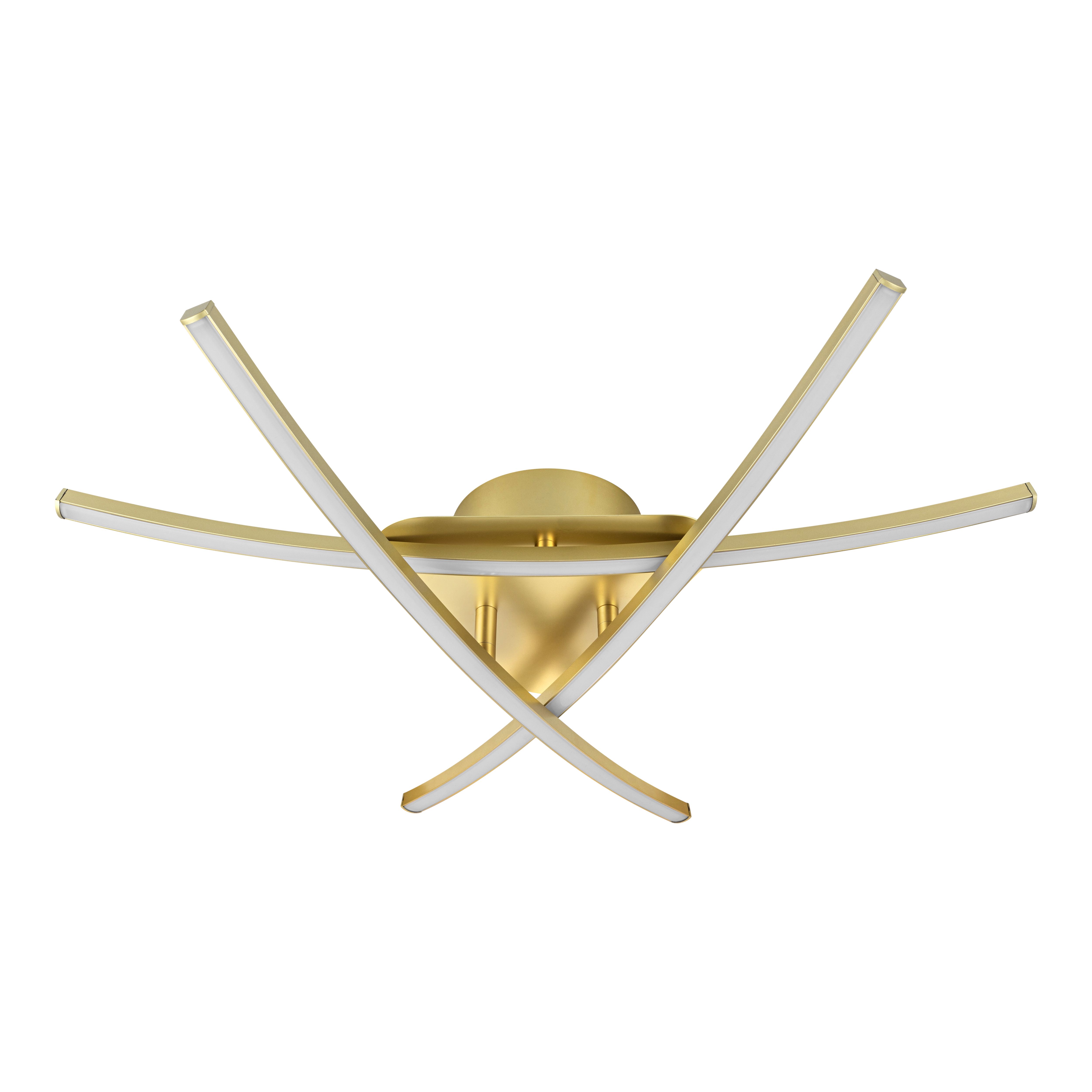 GoodHome Alani Matt Metal & plastic Brass effect 3 Lamp LED Ceiling light