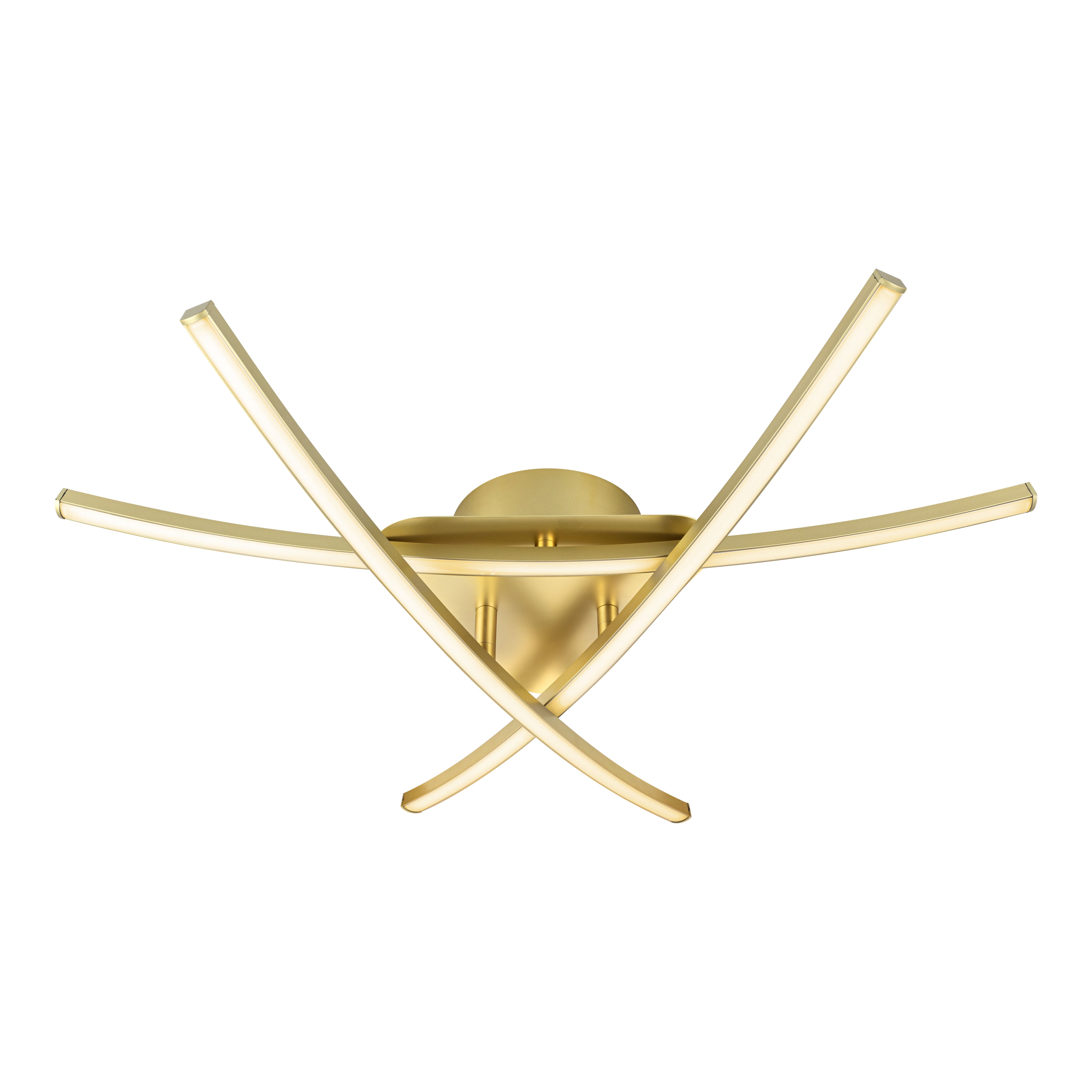 GoodHome Alani Matt Metal & plastic Brass effect 3 Lamp LED Ceiling light