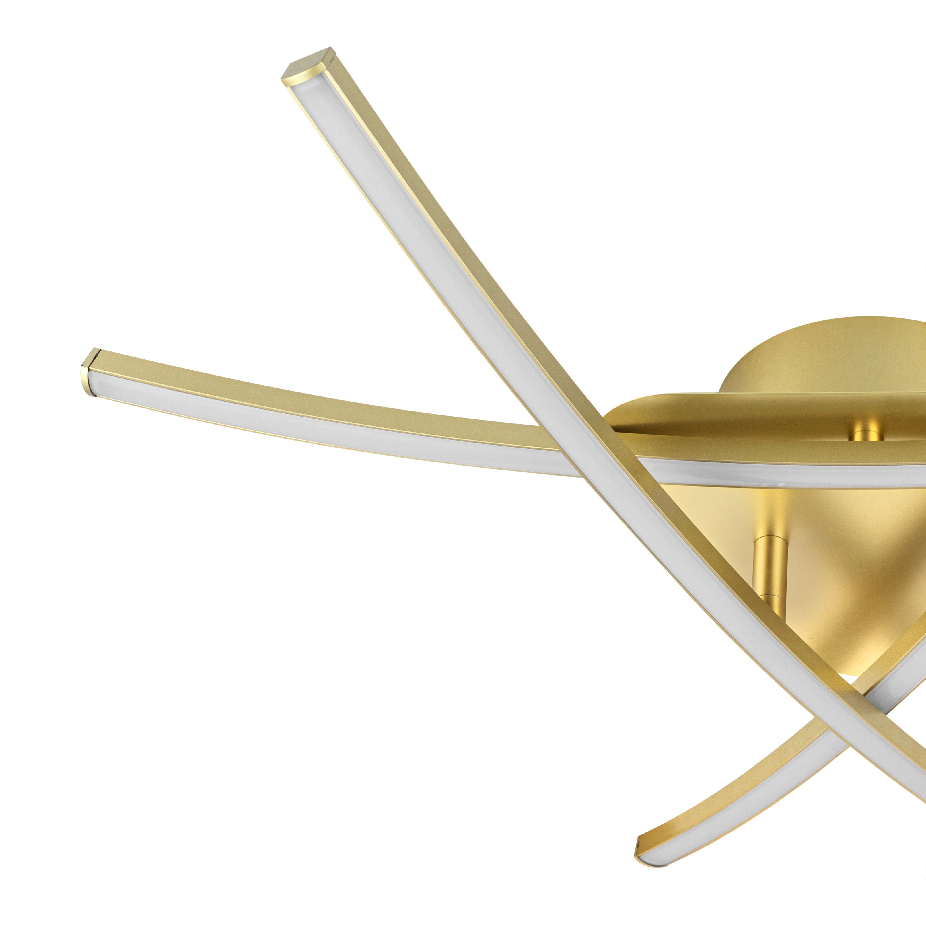 GoodHome Alani Matt Metal & plastic Brass effect 3 Lamp LED Ceiling light