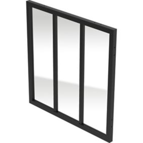 GoodHome Alara Black Clear Glass Modular Room divider panel (H)1m (W)1m