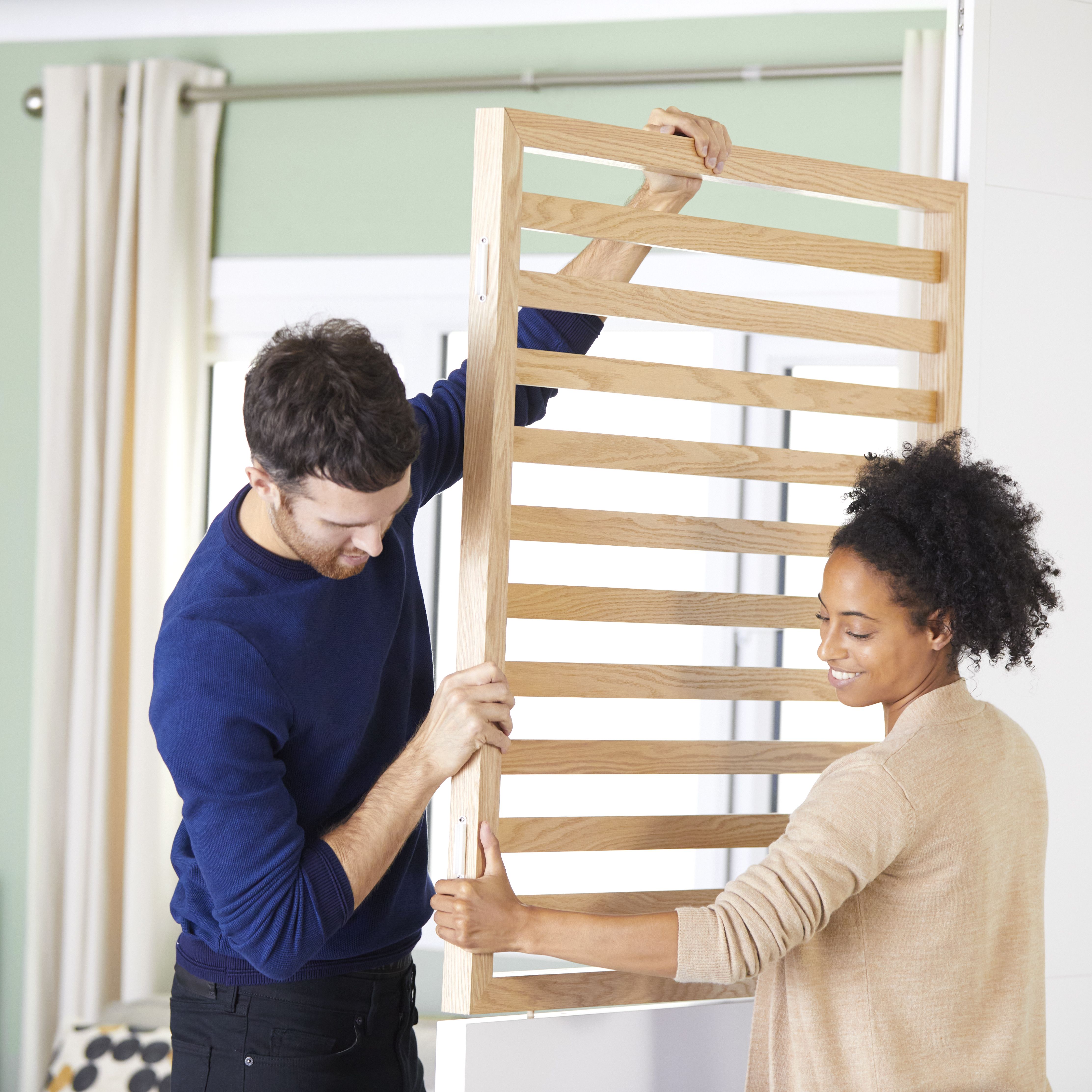 GoodHome Alara Natural Slatted Room divider panel (H)1m (W)1m