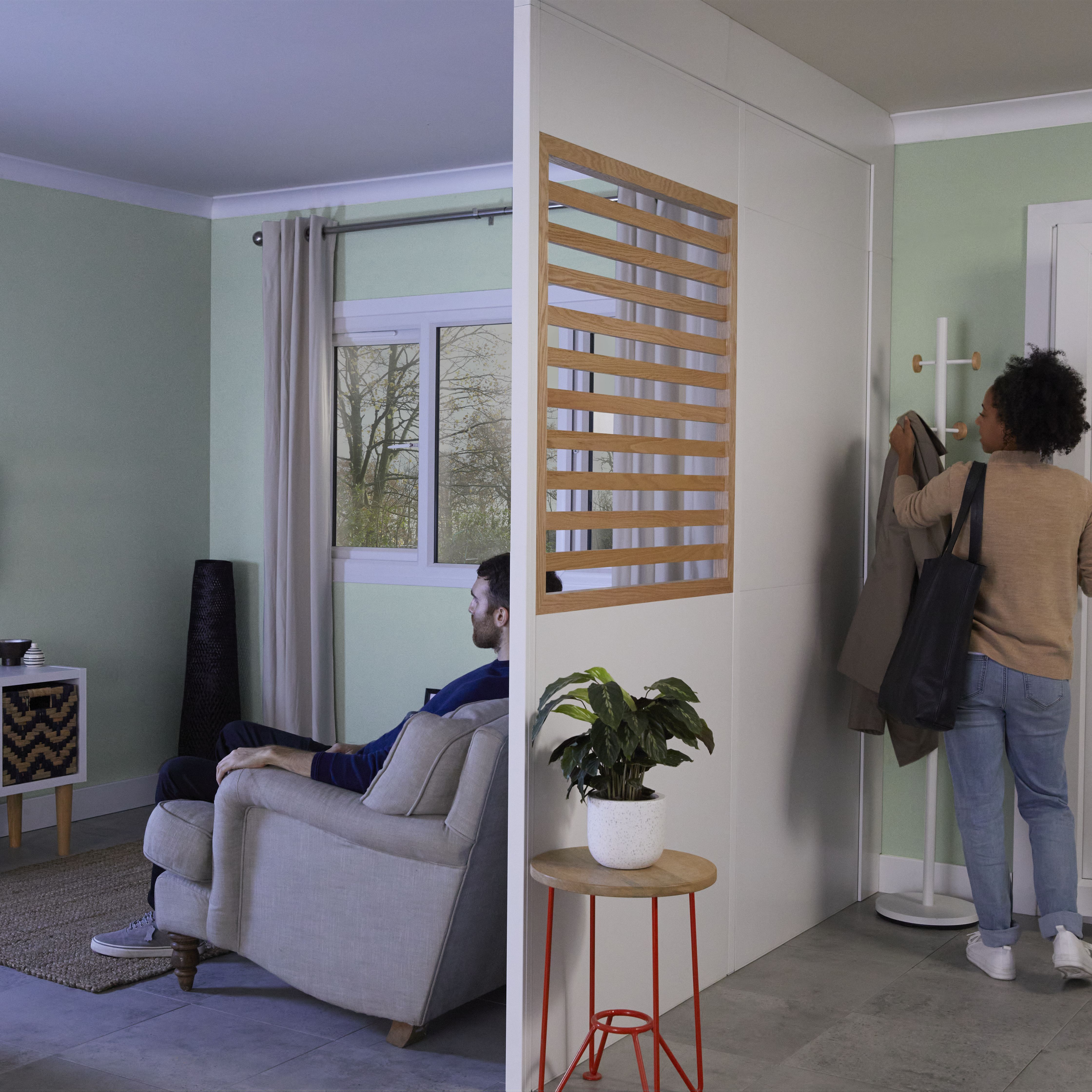 GoodHome Alara Natural Slatted Room divider panel (H)1m (W)1m