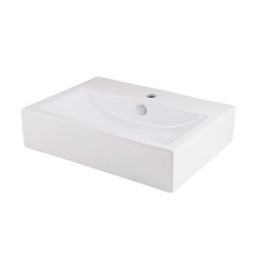 GoodHome Albena White Rectangular Counter-mounted Counter top Basin (W)54cm