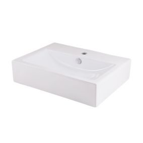 GoodHome Albena White Rectangular Counter top Basin (W)54cm