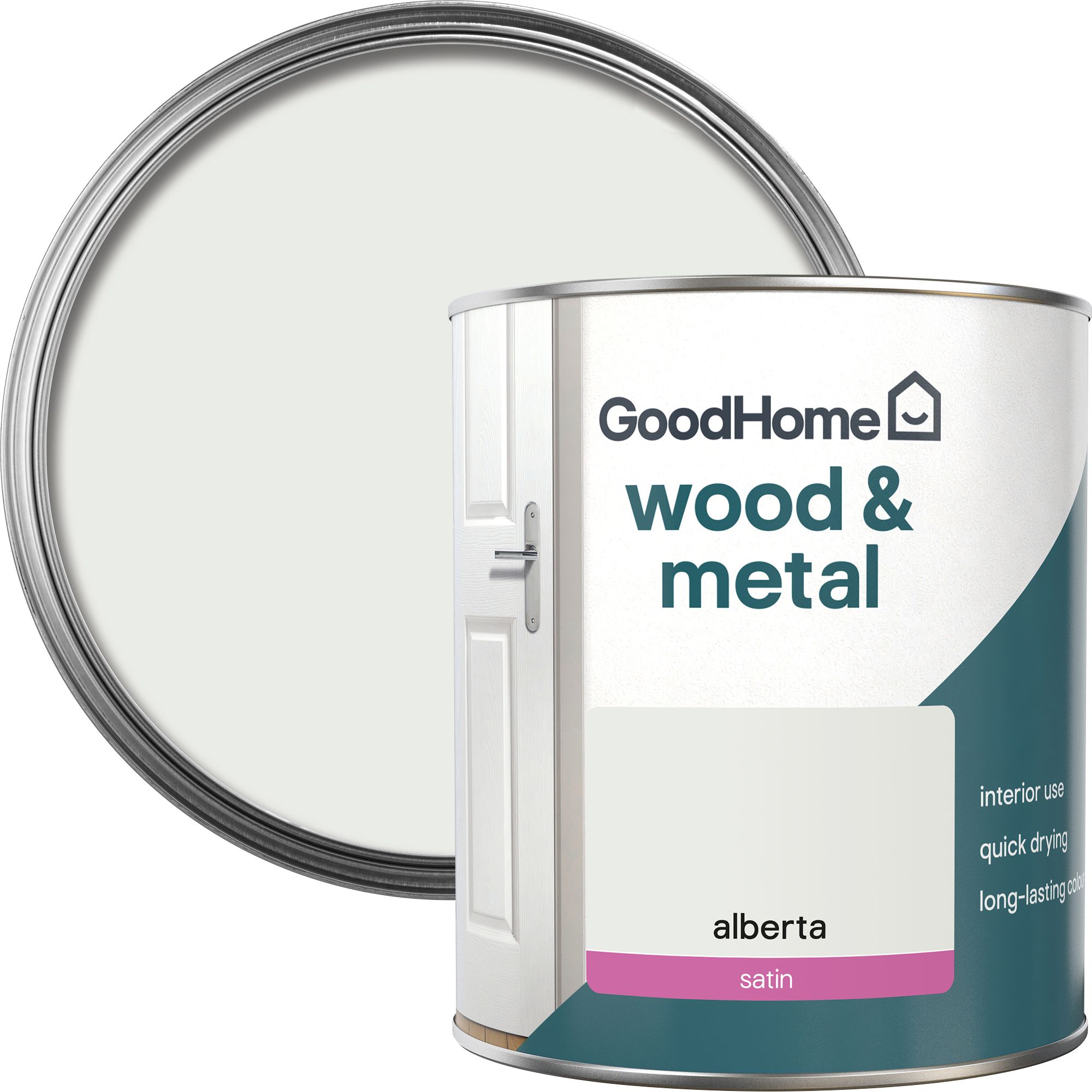 GoodHome Alberta Satin Metal & wood paint, 750ml