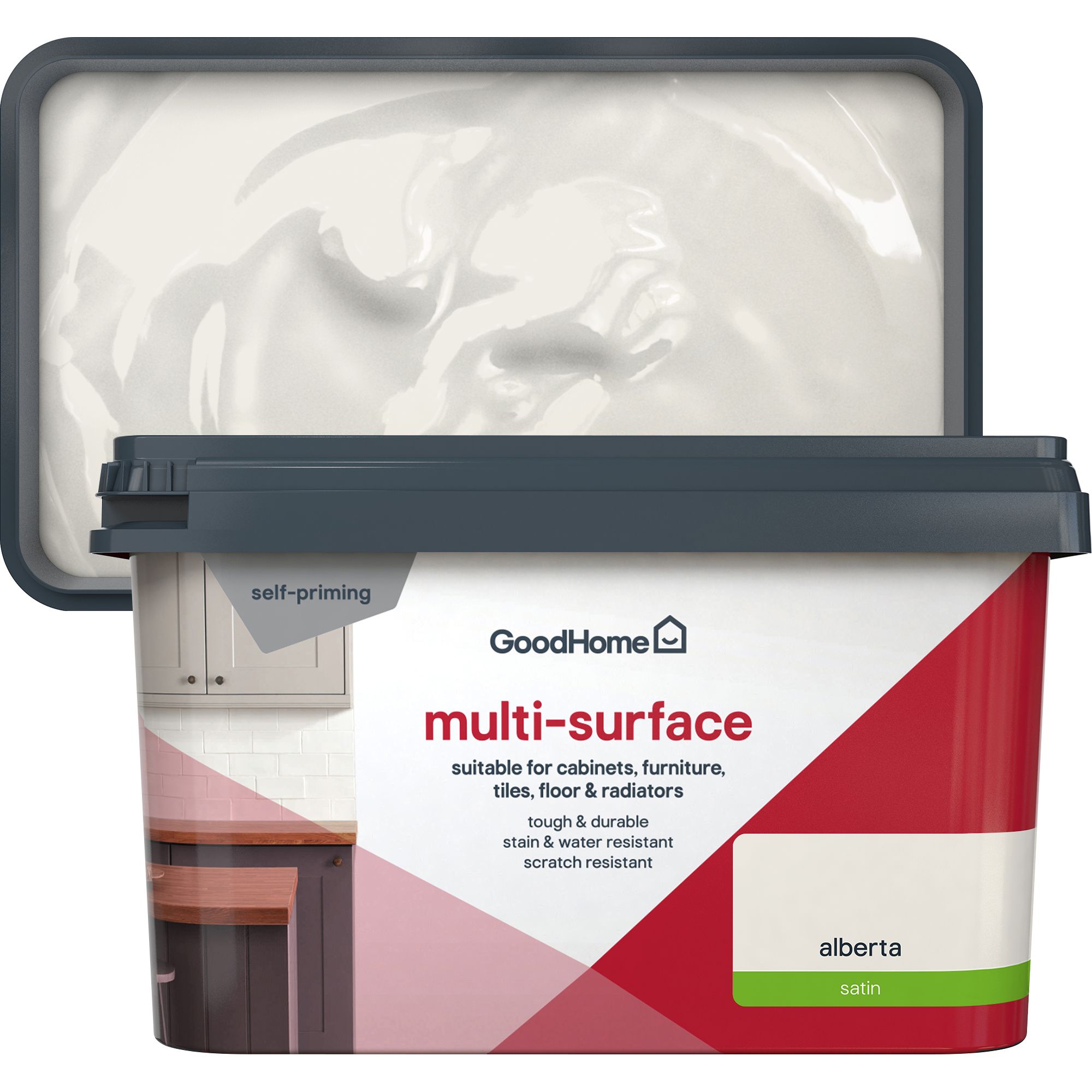 GoodHome Alberta Satin Multi-surface paint, 2L