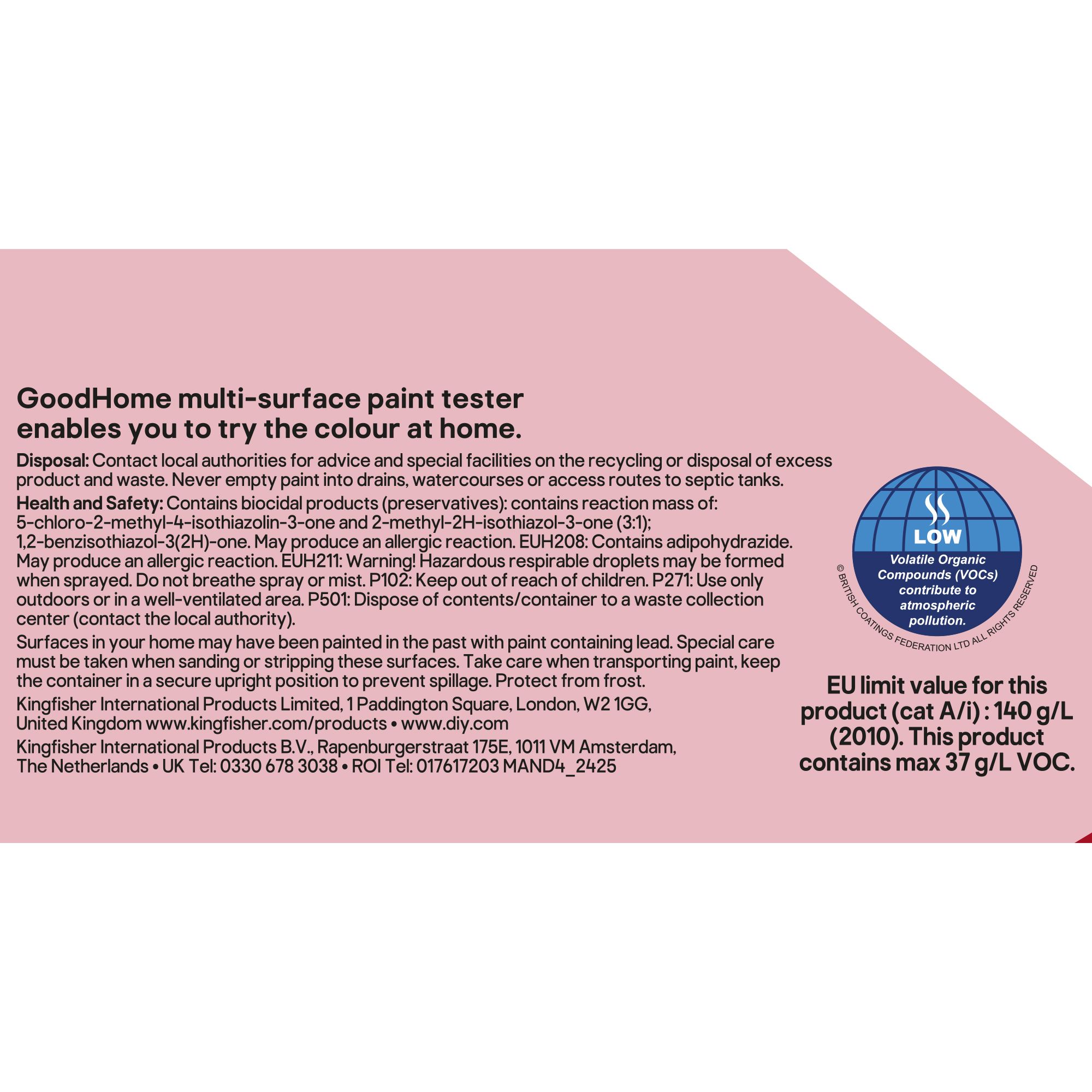 GoodHome Alberta Satin Multi-surface paint, 50ml Tester pot