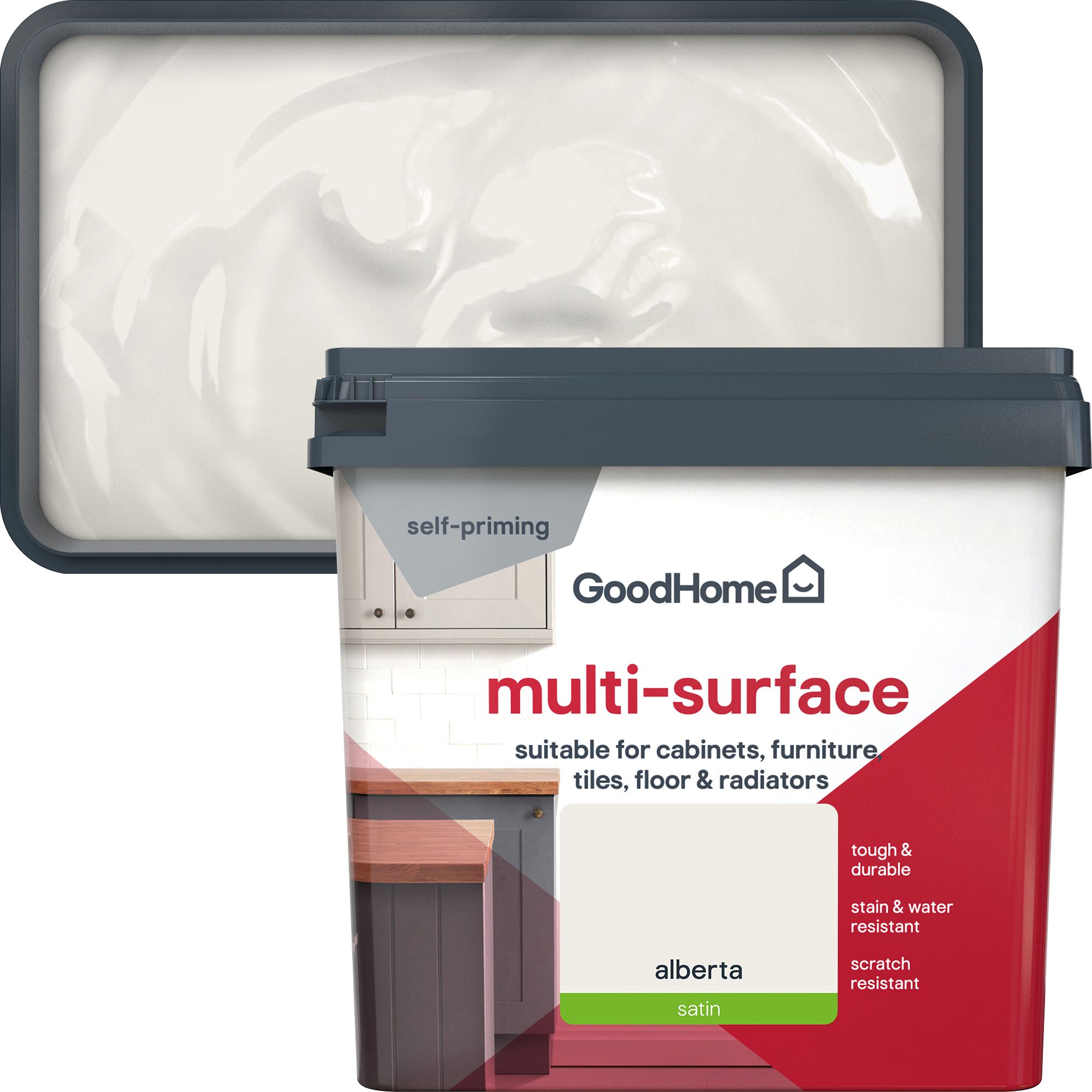 GoodHome Alberta Satin Multi-surface paint, 750ml