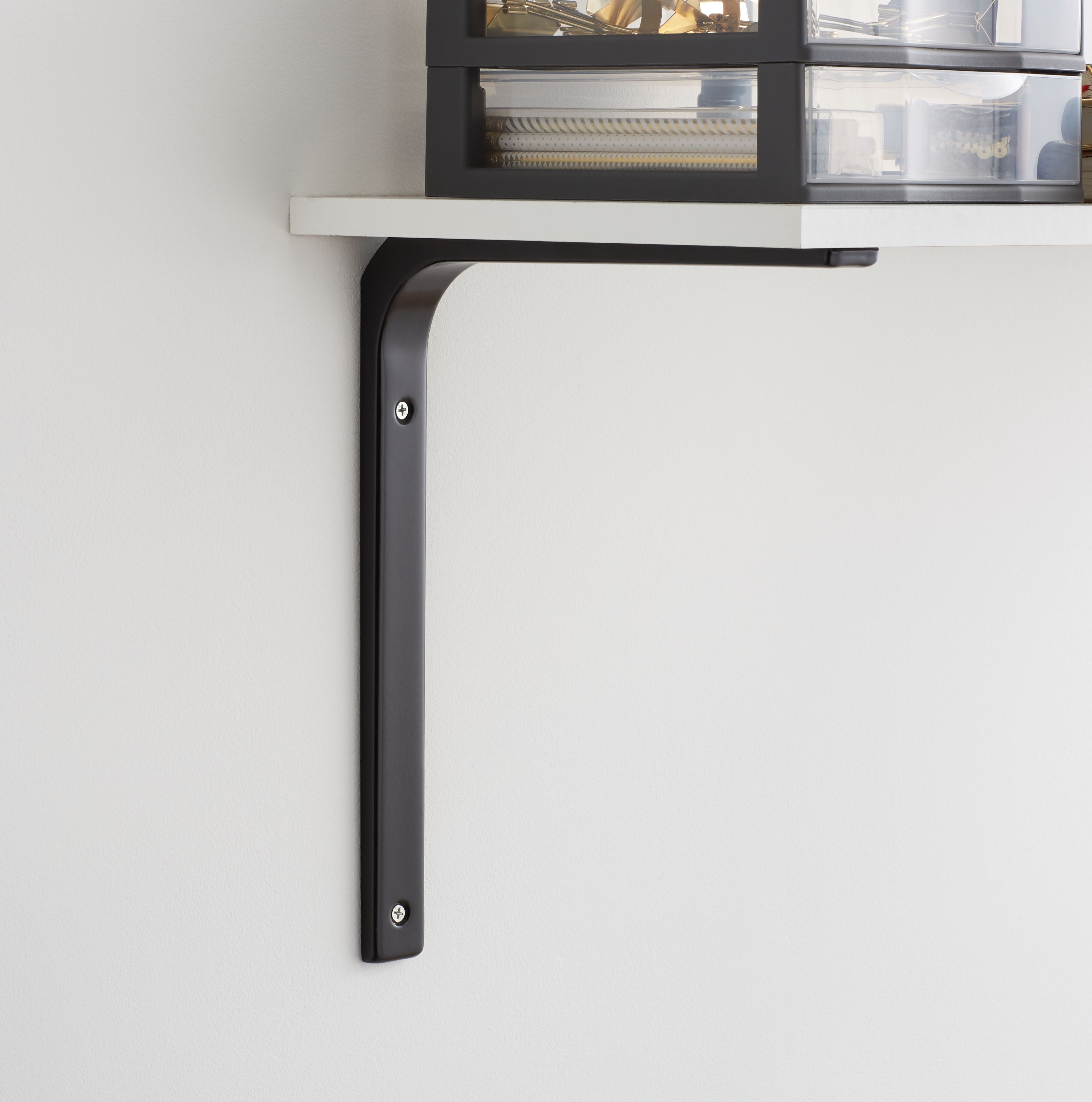 GoodHome Alchimy Black Steel Shelving bracket (H)300mm (D)250mm