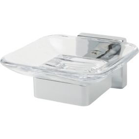 GoodHome Alessano Chrome effect Chrome-plated Glass & steel Soap dish (W)105mm