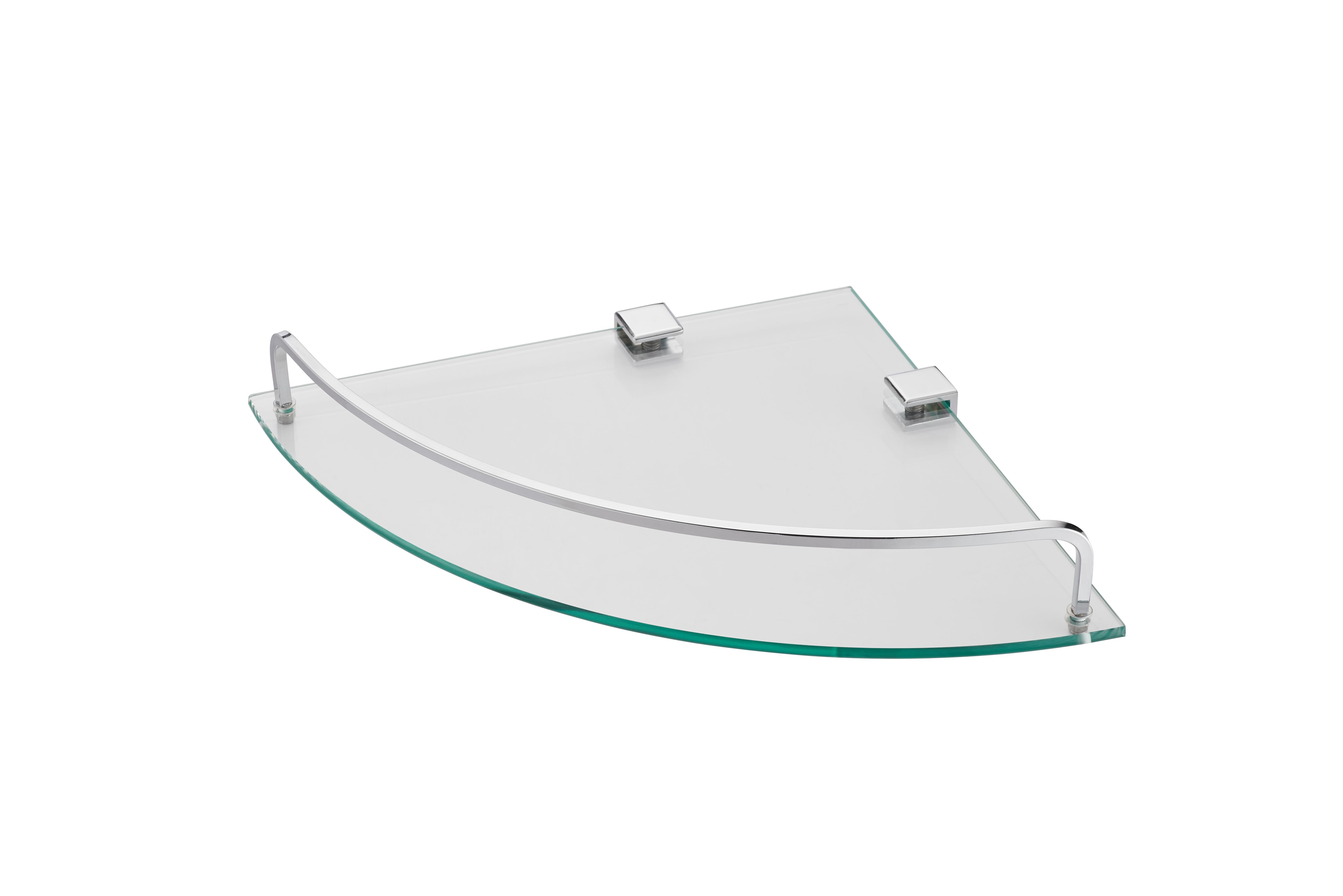 GoodHome Alessano Polished Silver effect Wall-mounted Bathroom Corner shelf (D)25.5cm (H)4.8cm (L)25.5cm