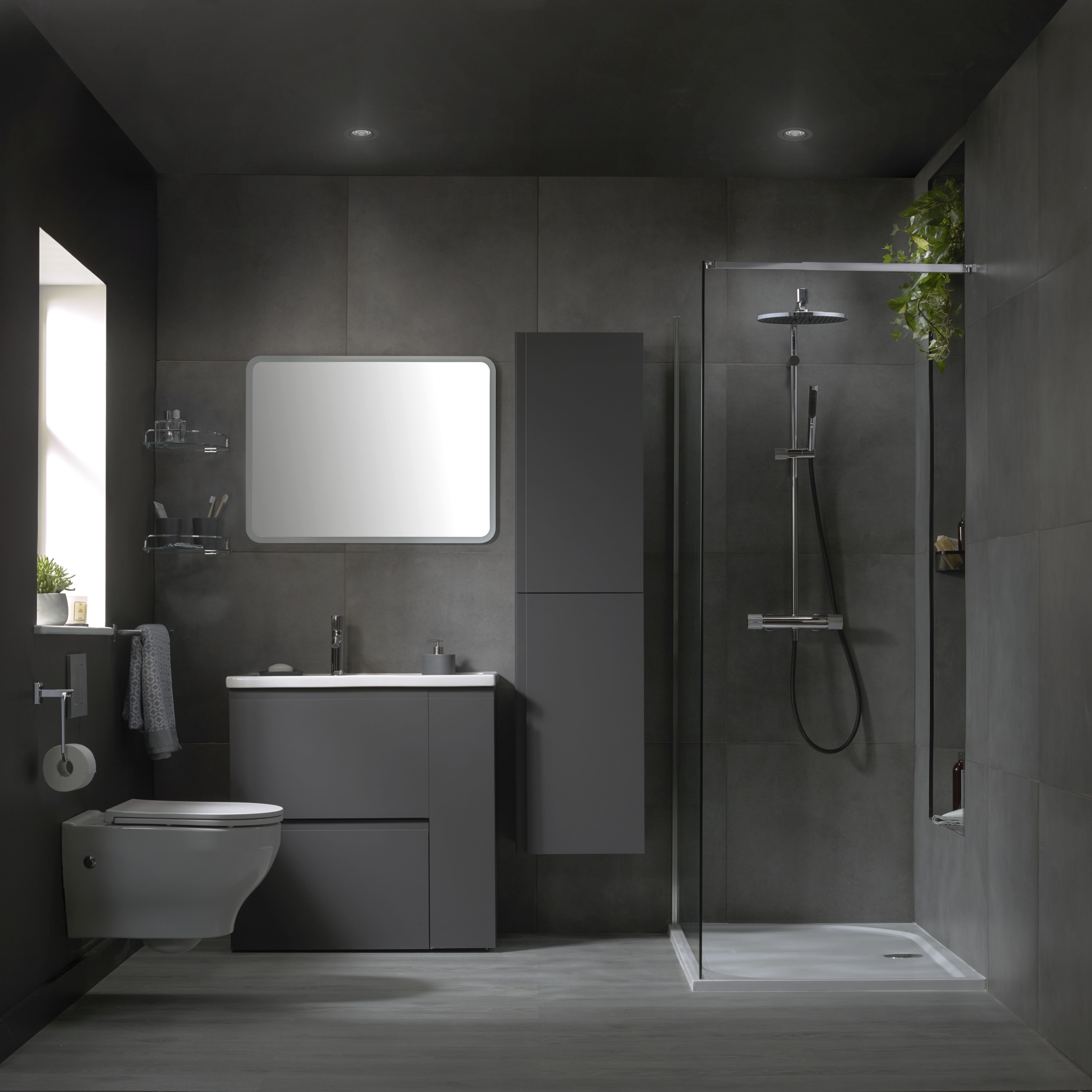 GoodHome Alessano Polished Silver effect Wall-mounted Bathroom Corner shelf (D)25.5cm (H)4.8cm (L)25.5cm