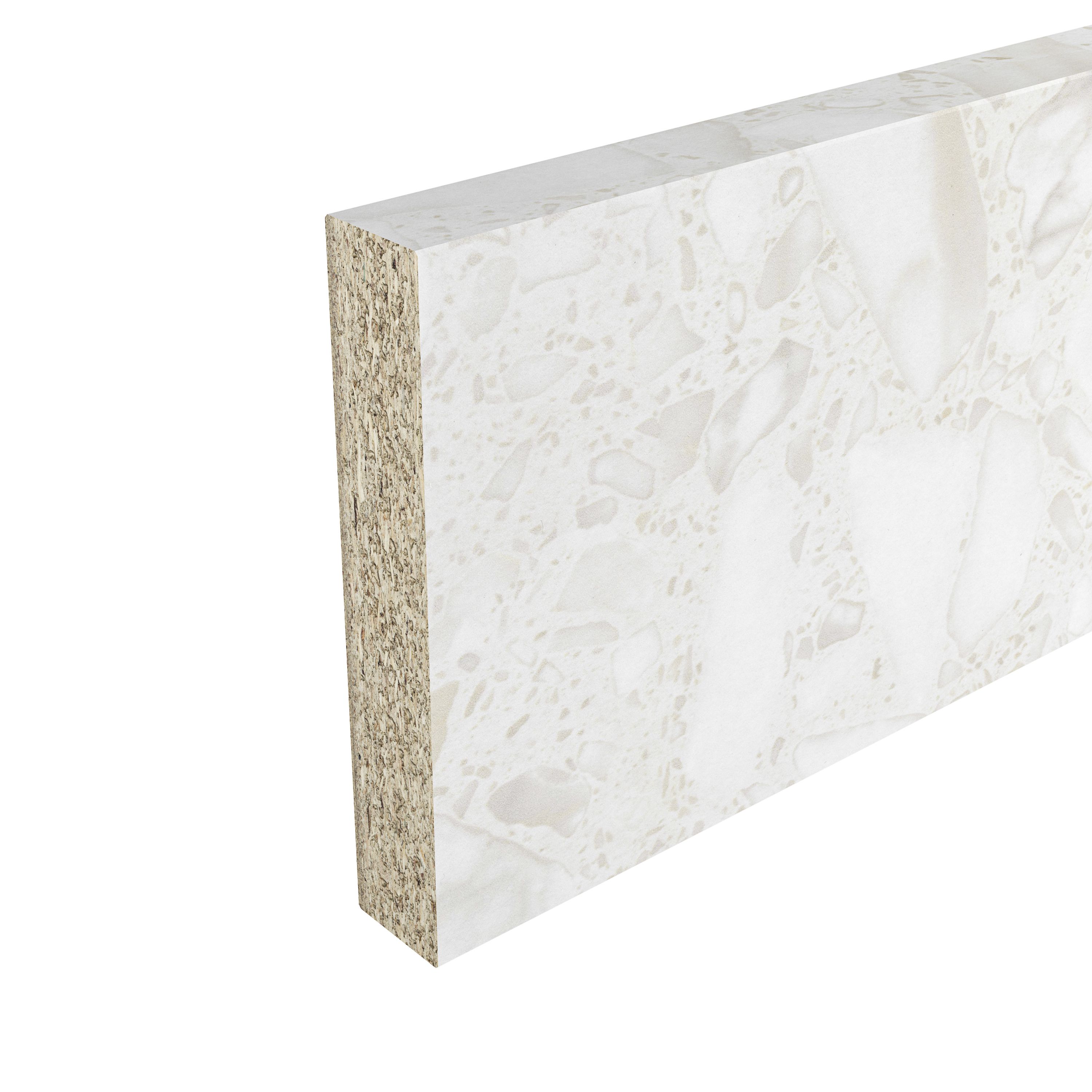 GoodHome Algiata Matt Beige Marble effect Laminate Upstand (L)3000mm - 3