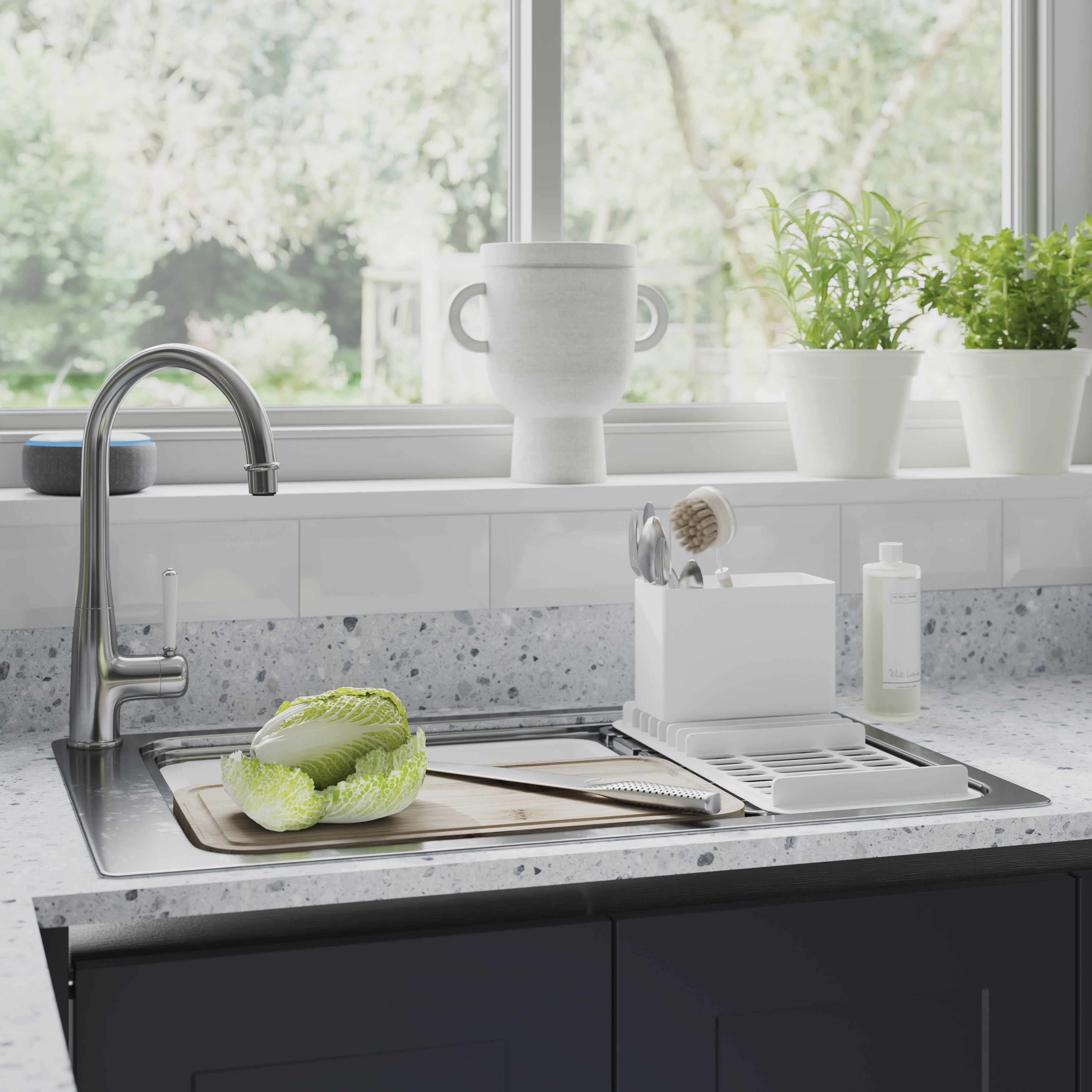 GoodHome Algiata Matt Grey Terrazzo effect Laminate Upstand (L)3000mm - 4