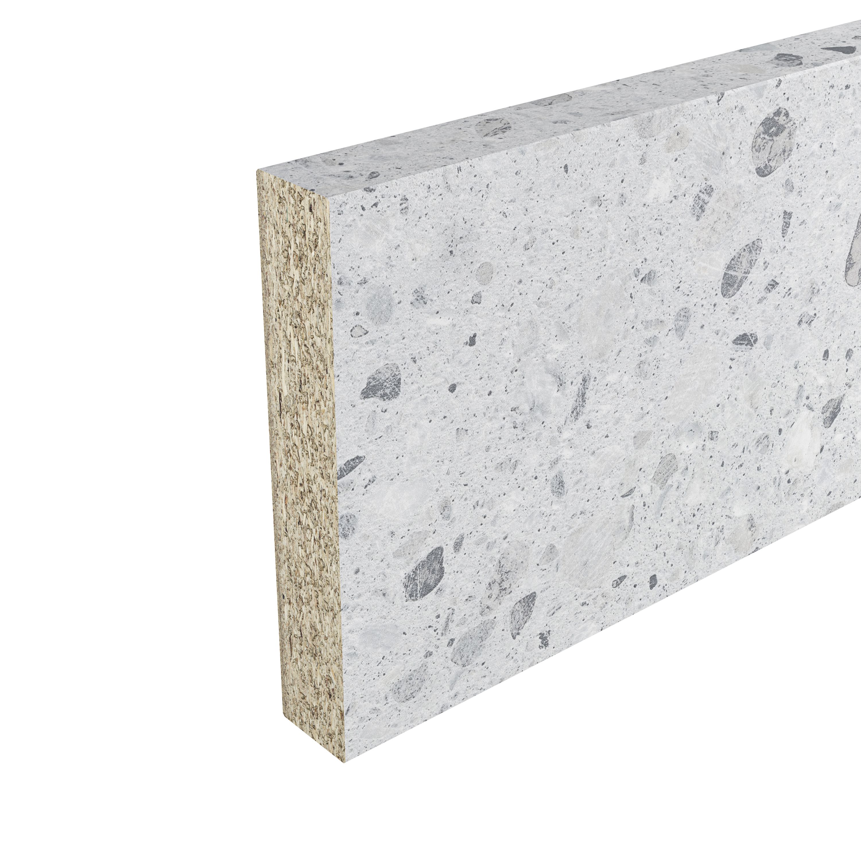 GoodHome Algiata Matt Grey Terrazzo effect Laminate Upstand (L)3000mm - 3