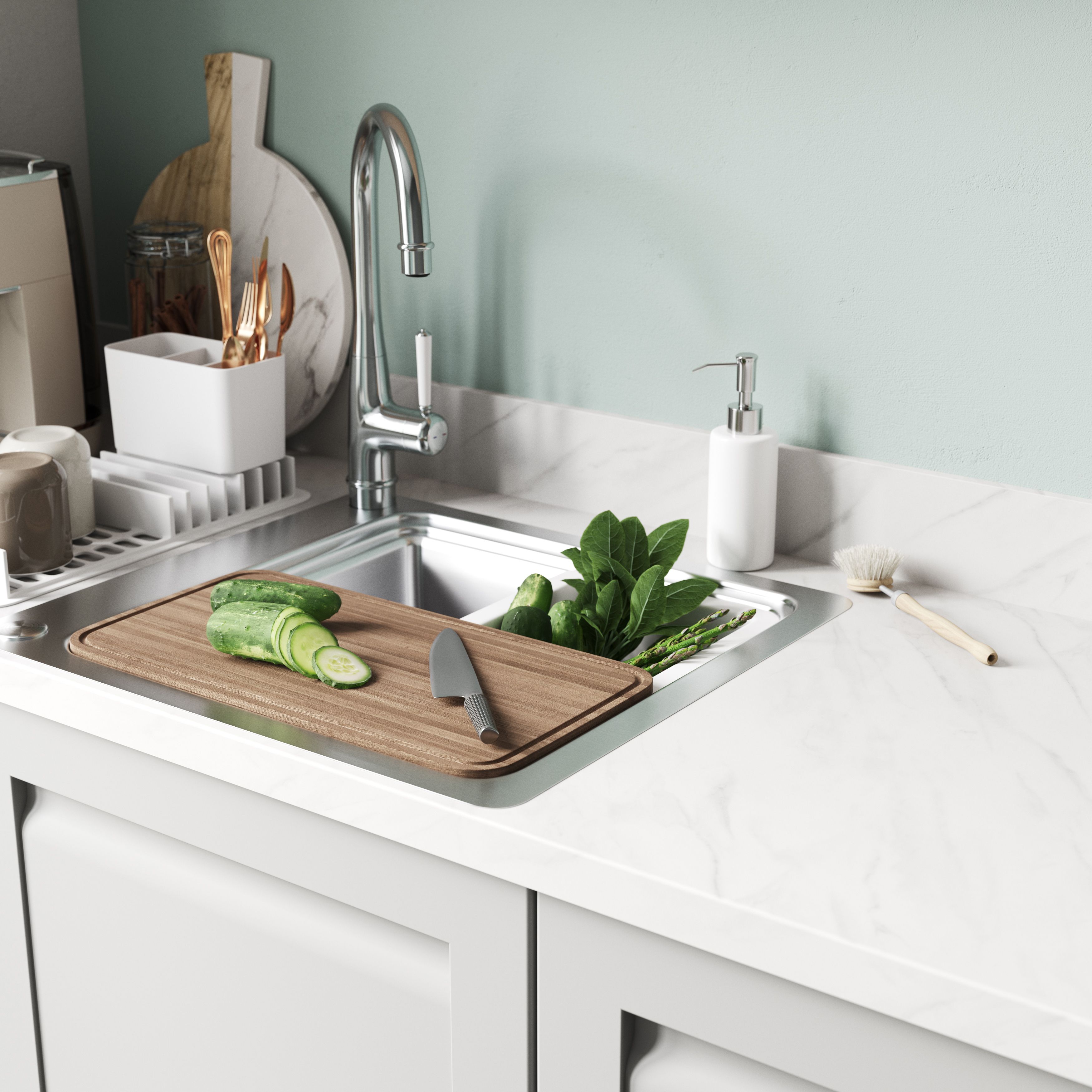 GoodHome Algiata Matt White Marble effect Laminate & particle board Upstand (L)3000mm - 4