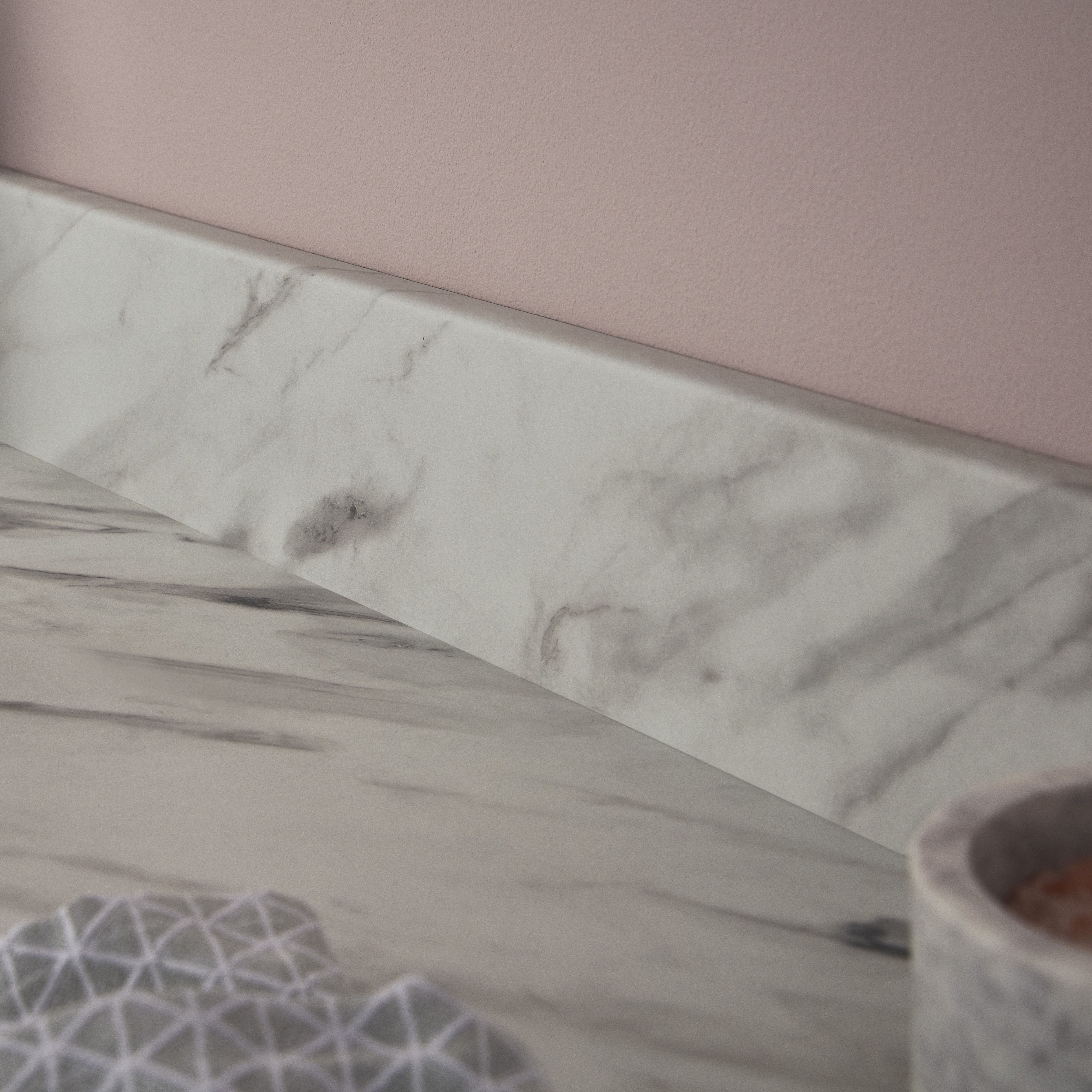 GoodHome Algiata Matt White Marble effect Laminate & particle board Upstand (L)3000mm - 3
