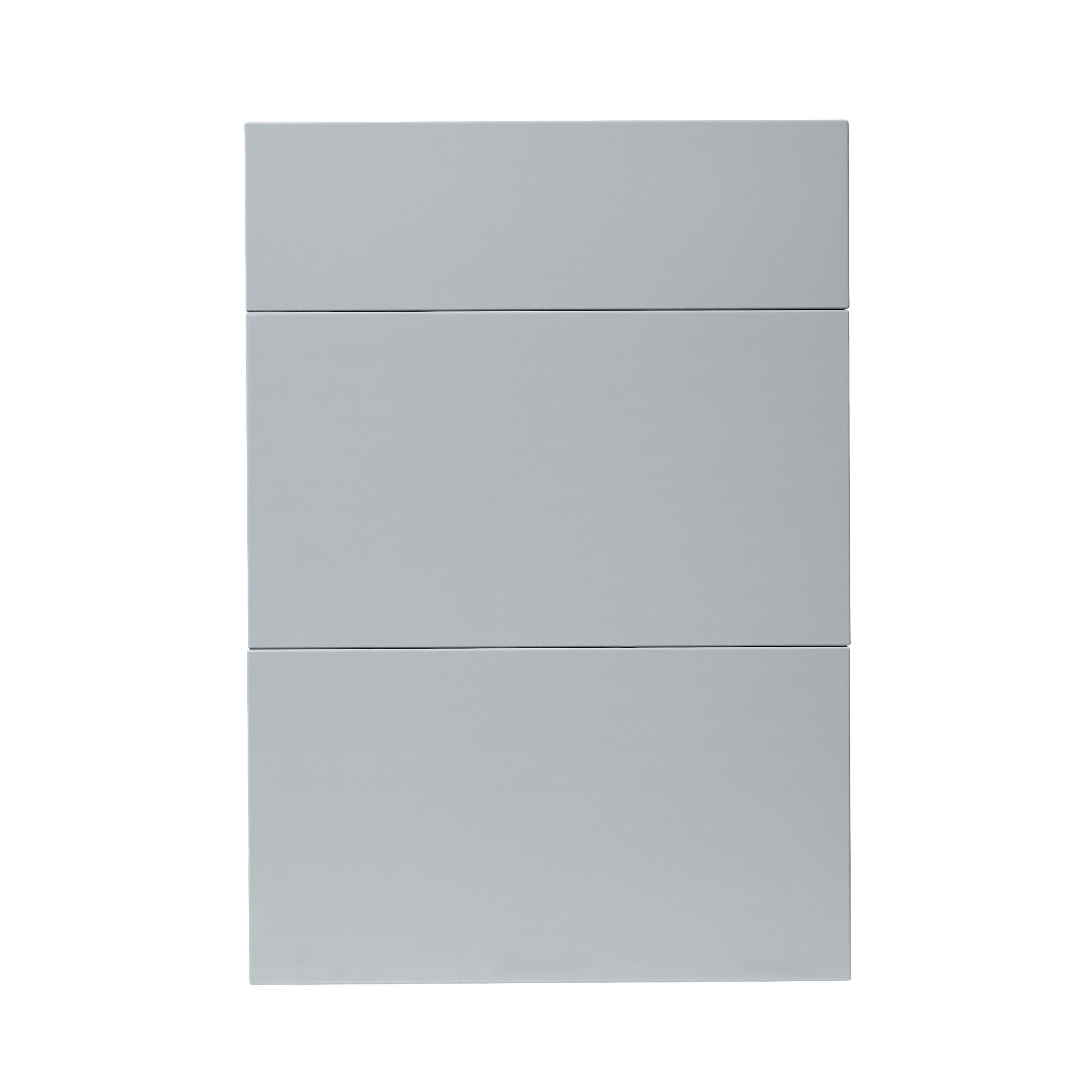 GoodHome Alisma High gloss grey Drawer front, Pack of 3 (H)715mm (W)497mm (T)18mm