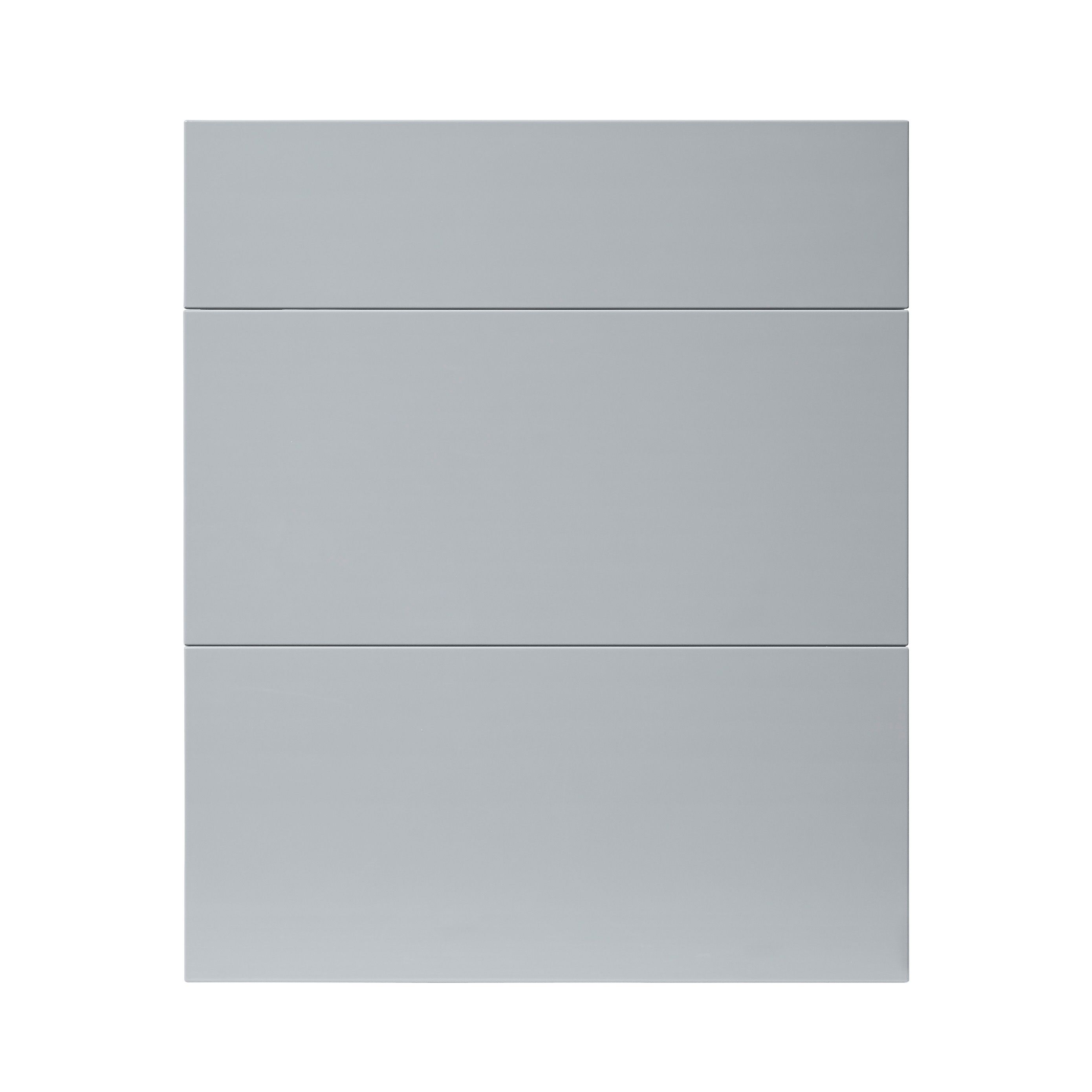 GoodHome Alisma High gloss grey Drawer front, Pack of 3 (H)715mm (W)597mm (T)18mm