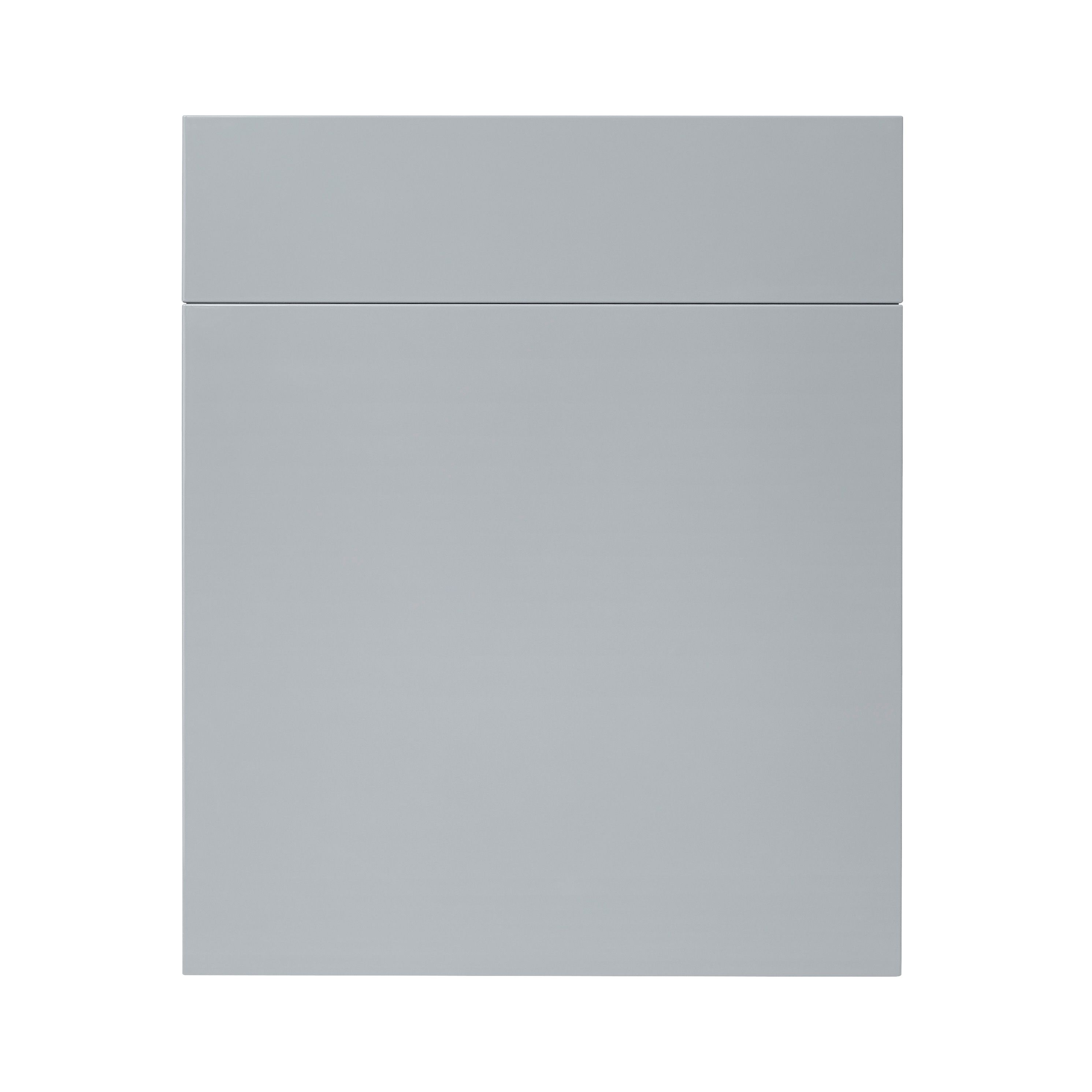 GoodHome Alisma High gloss grey Slab Door & drawer 600mm