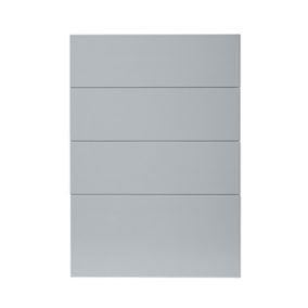 GoodHome Alisma High gloss grey slab Drawer front (W)500mm, Pack of 4