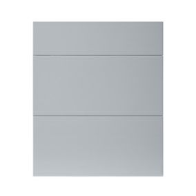 GoodHome Alisma High gloss grey slab Drawer front (W)600mm, Pack of 3