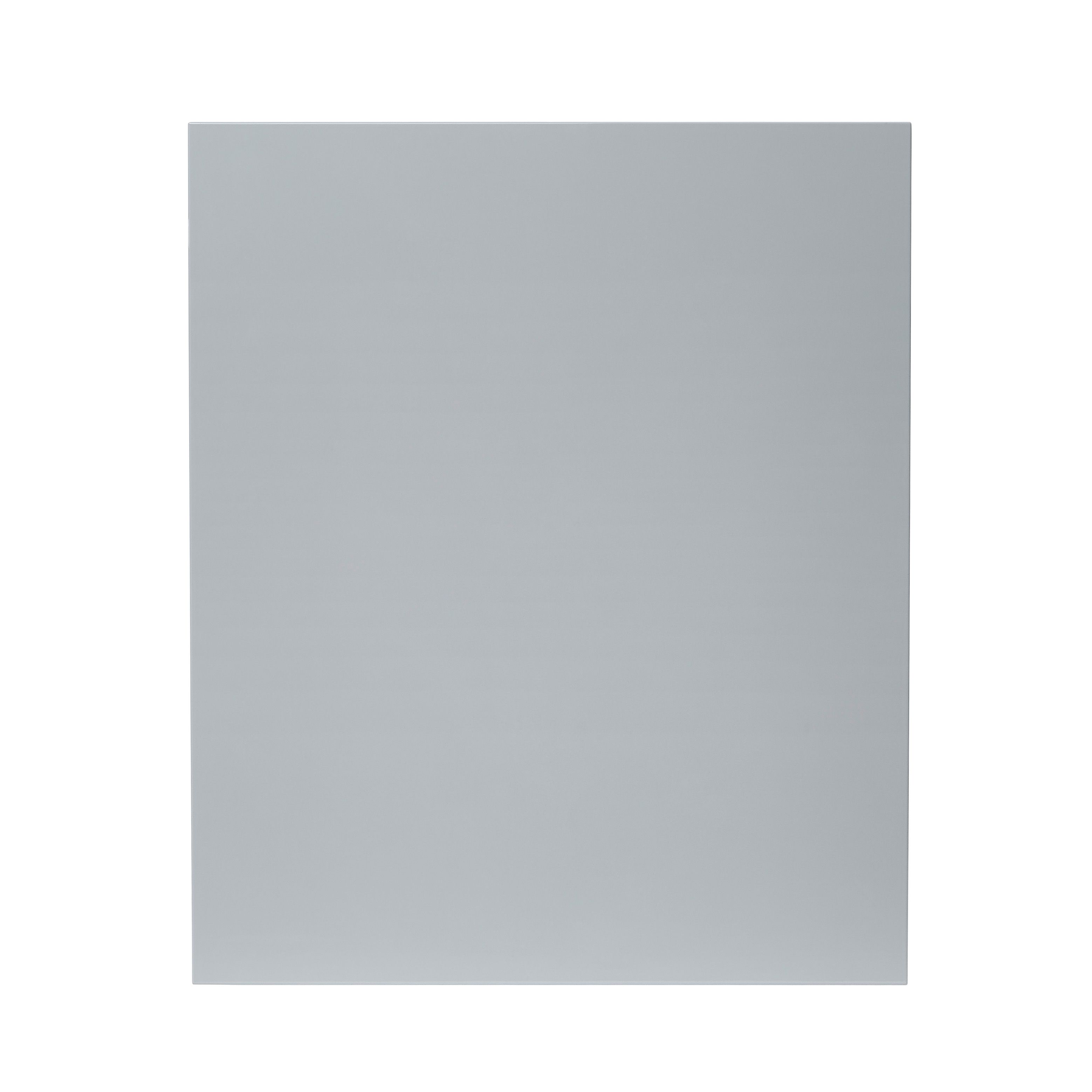 GoodHome Alisma High gloss grey slab Highline Cabinet door (W)600mm (H)715mm (T)18mm