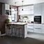 GoodHome Alisma High gloss white slab Appliance Cabinet door (W)600mm (H)453mm (T)18mm