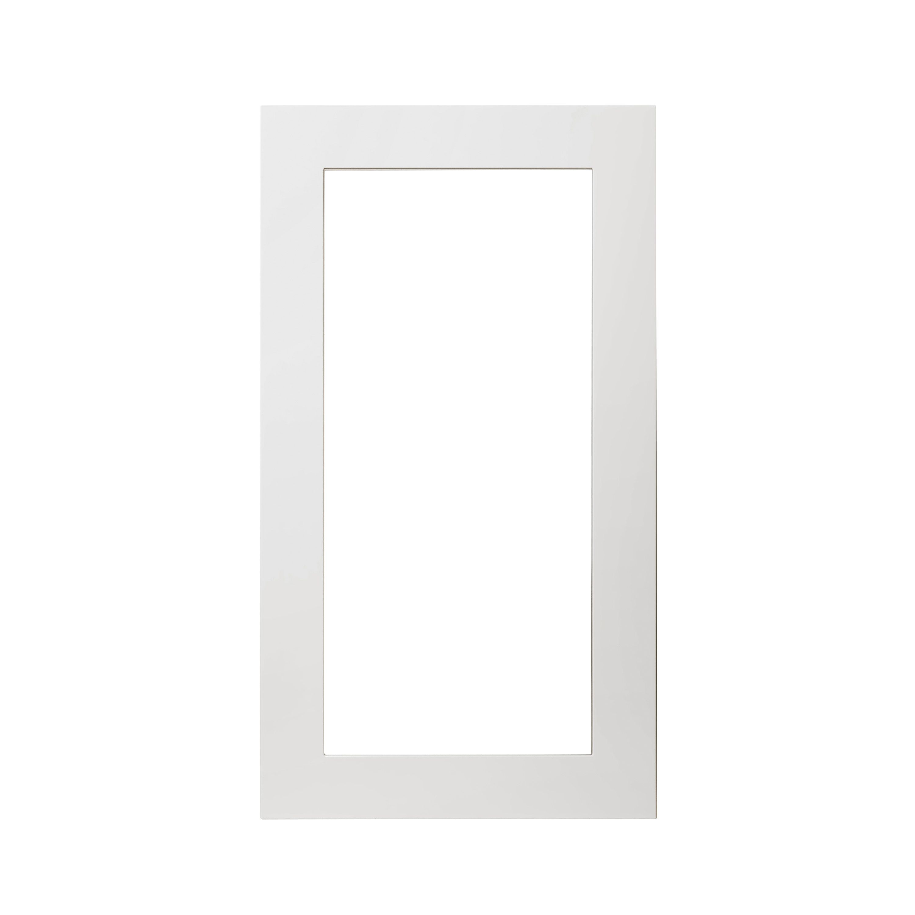 GoodHome Alisma High gloss white slab Tall glazed Cabinet door (W)500mm (H)895mm (T)18mm