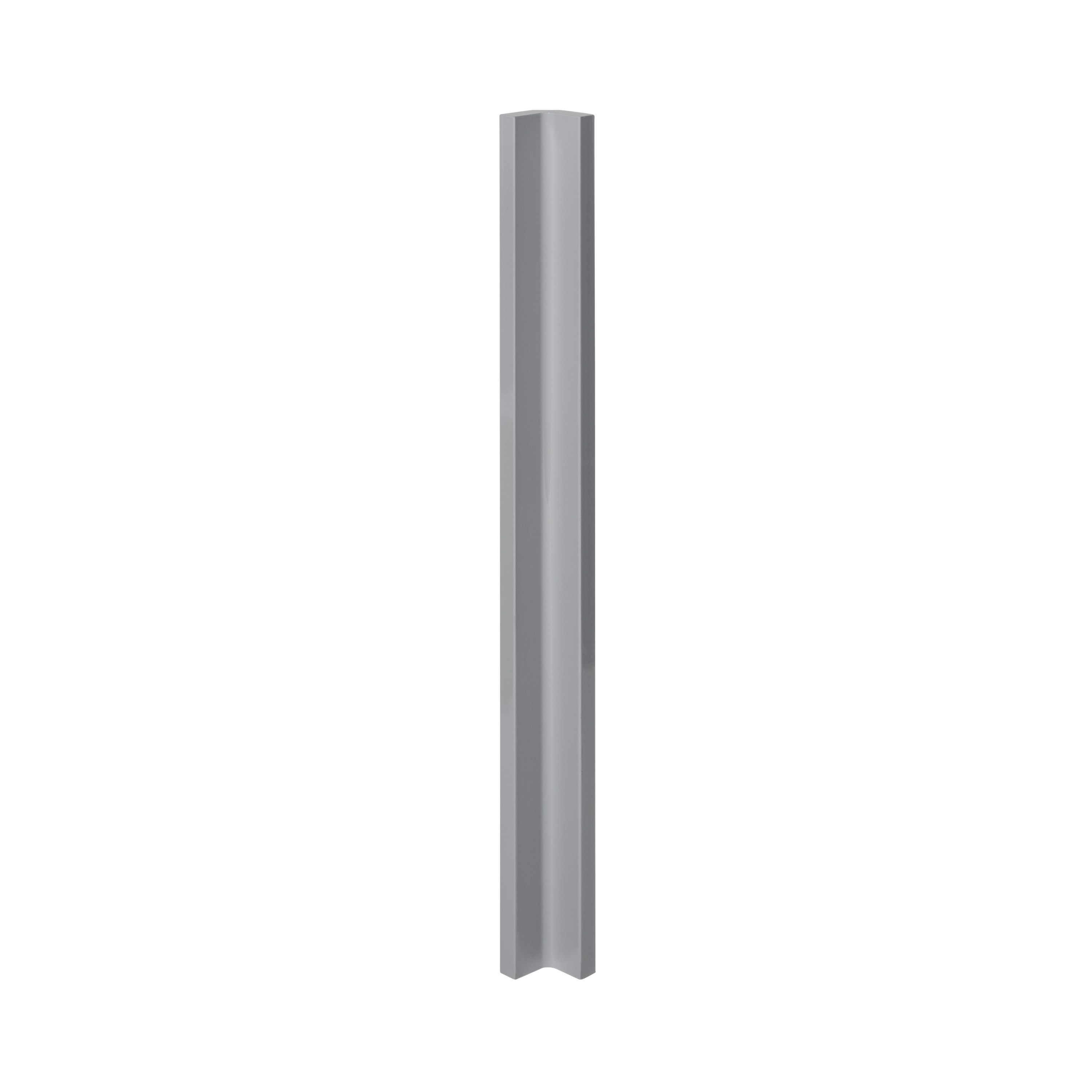 GoodHome Alisma Innovo handleless high gloss light grey slab Standard Corner post, (W)34mm (H)895mm
