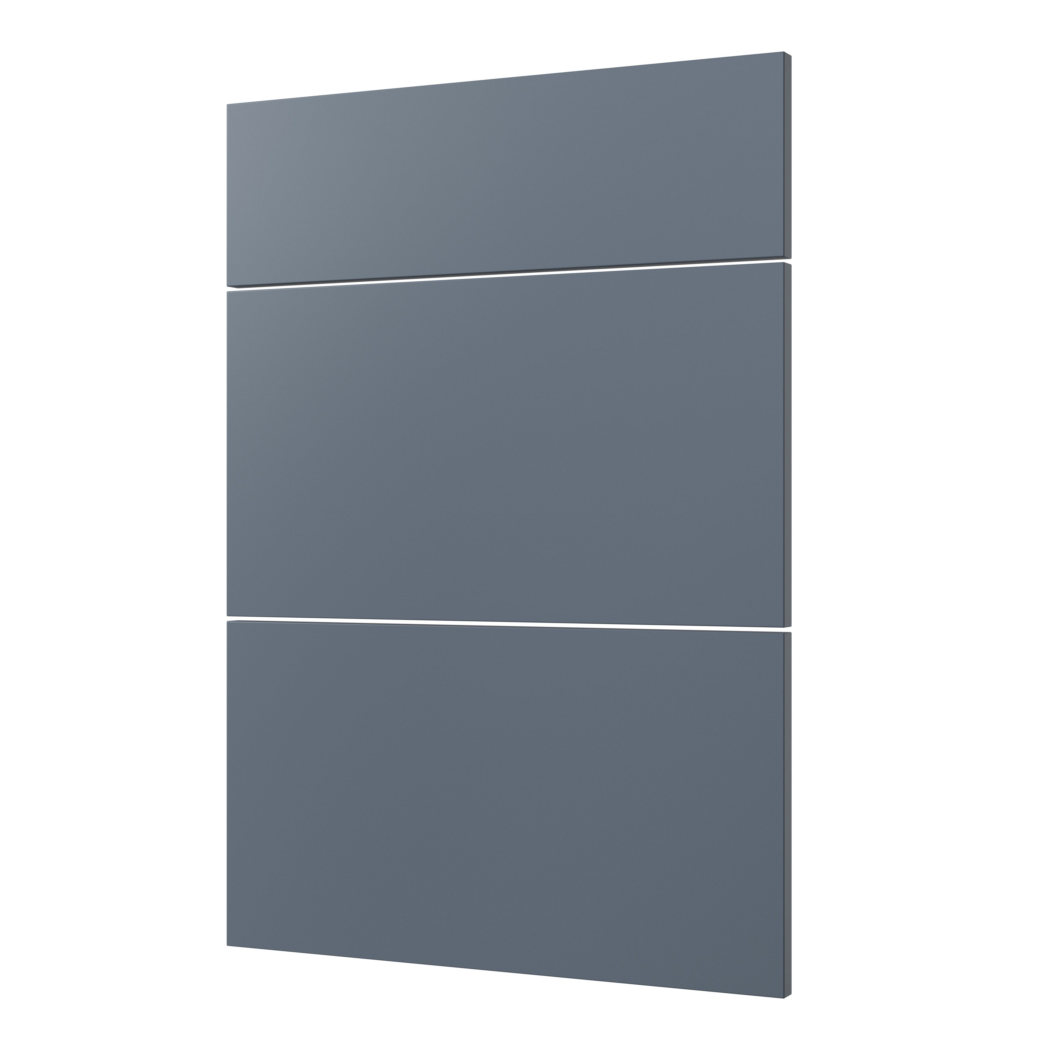 GoodHome Alisma Matt blue 3 drawer front, Pack of 3 (H)715mm (W)497mm (T)18mm
