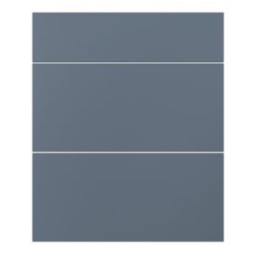 GoodHome Alisma Matt blue Drawer front, Pack of 3 (H)715mm (W)597mm (T)18mm