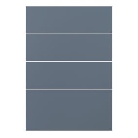 GoodHome Alisma Matt blue Matt blue slab Drawer front (W)500mm, Pack of 4