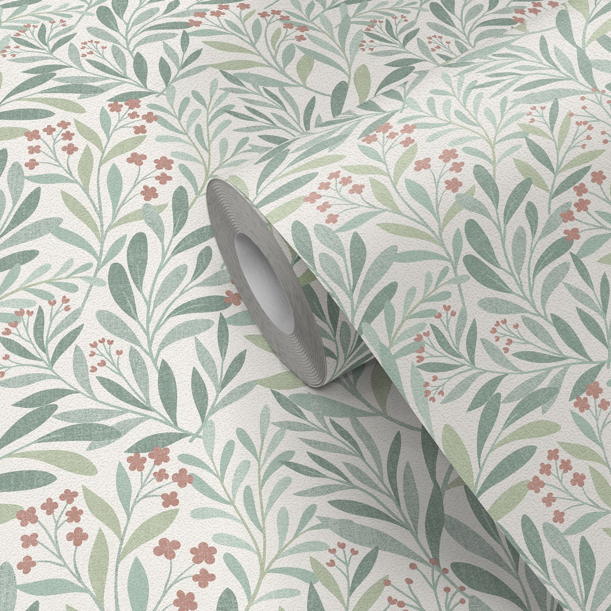GoodHome Alluets Green Foliage Textured Wallpaper