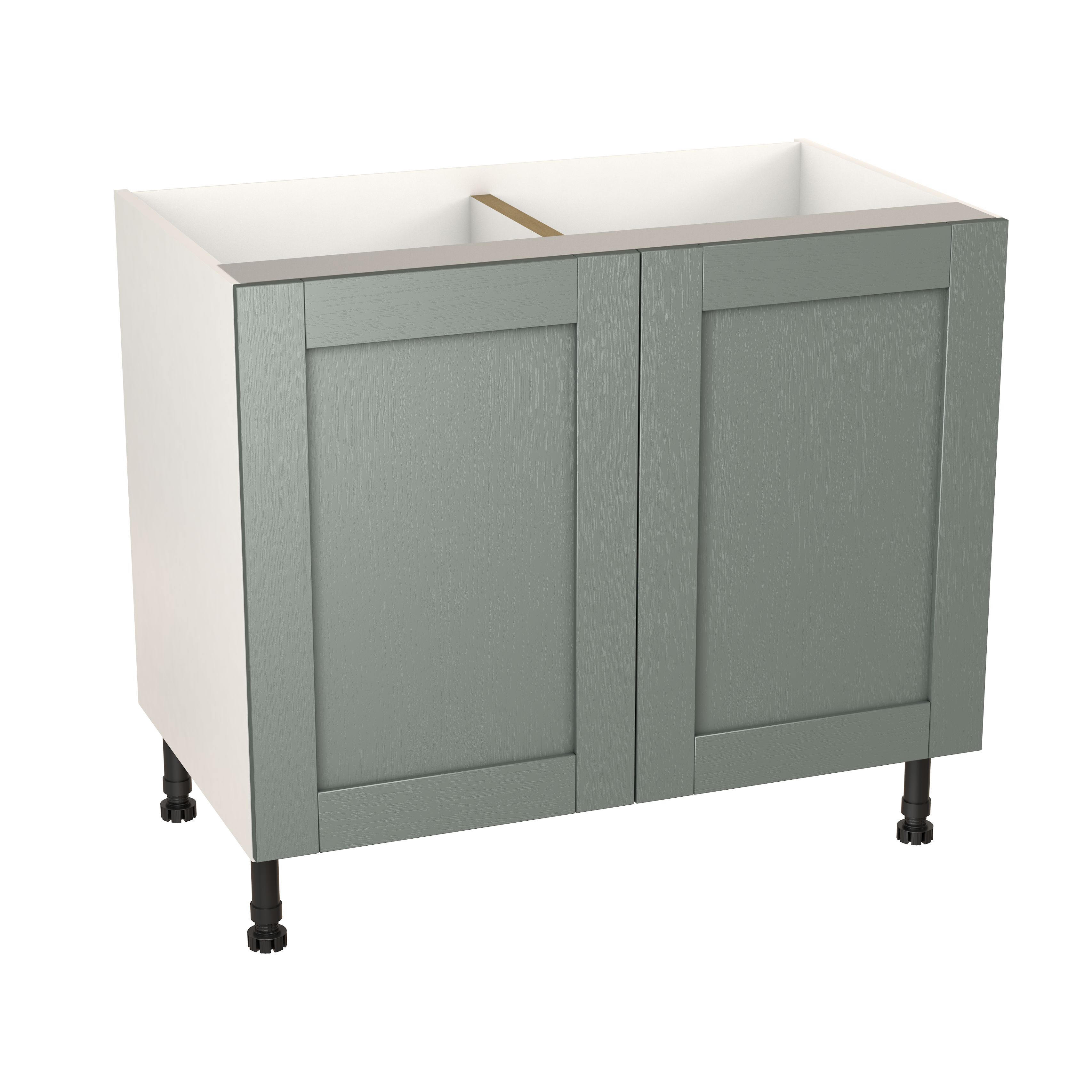 GoodHome Alpinia Matt Green Painted Wood Effect Shaker Base Kitchen cabinet (W) 1000mm (H)720mm