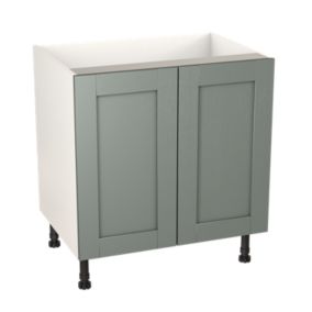 GoodHome Alpinia Matt Green Painted Wood Effect Shaker Base Kitchen cabinet (W)1000mm (H)720mm