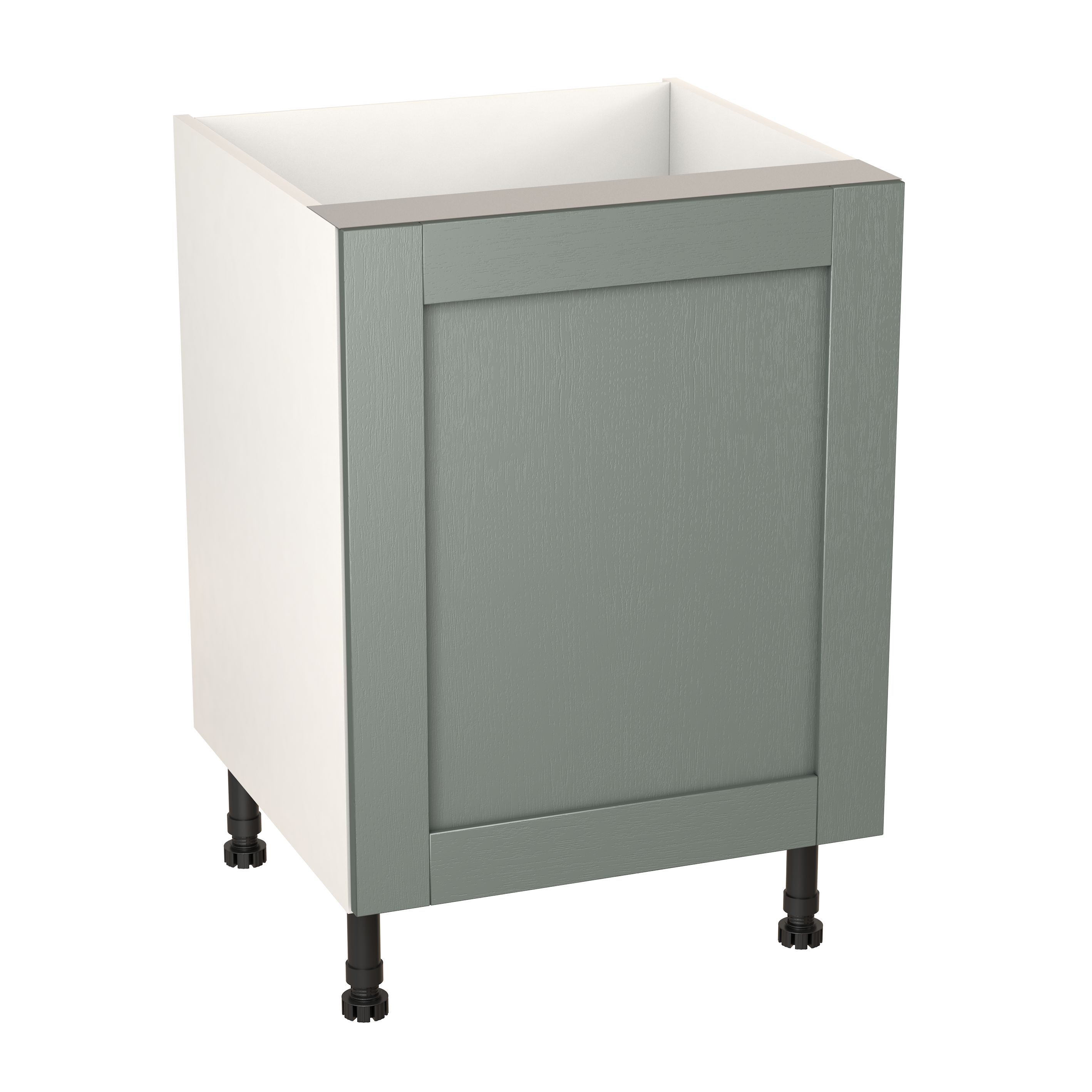 GoodHome Alpinia Matt Green Painted Wood Effect Shaker Base Kitchen ...