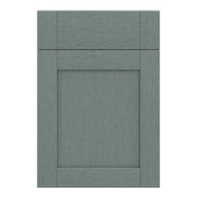 GoodHome Alpinia Matt Green Painted Wood Effect Shaker Drawerline door & drawer front, (W)500mm