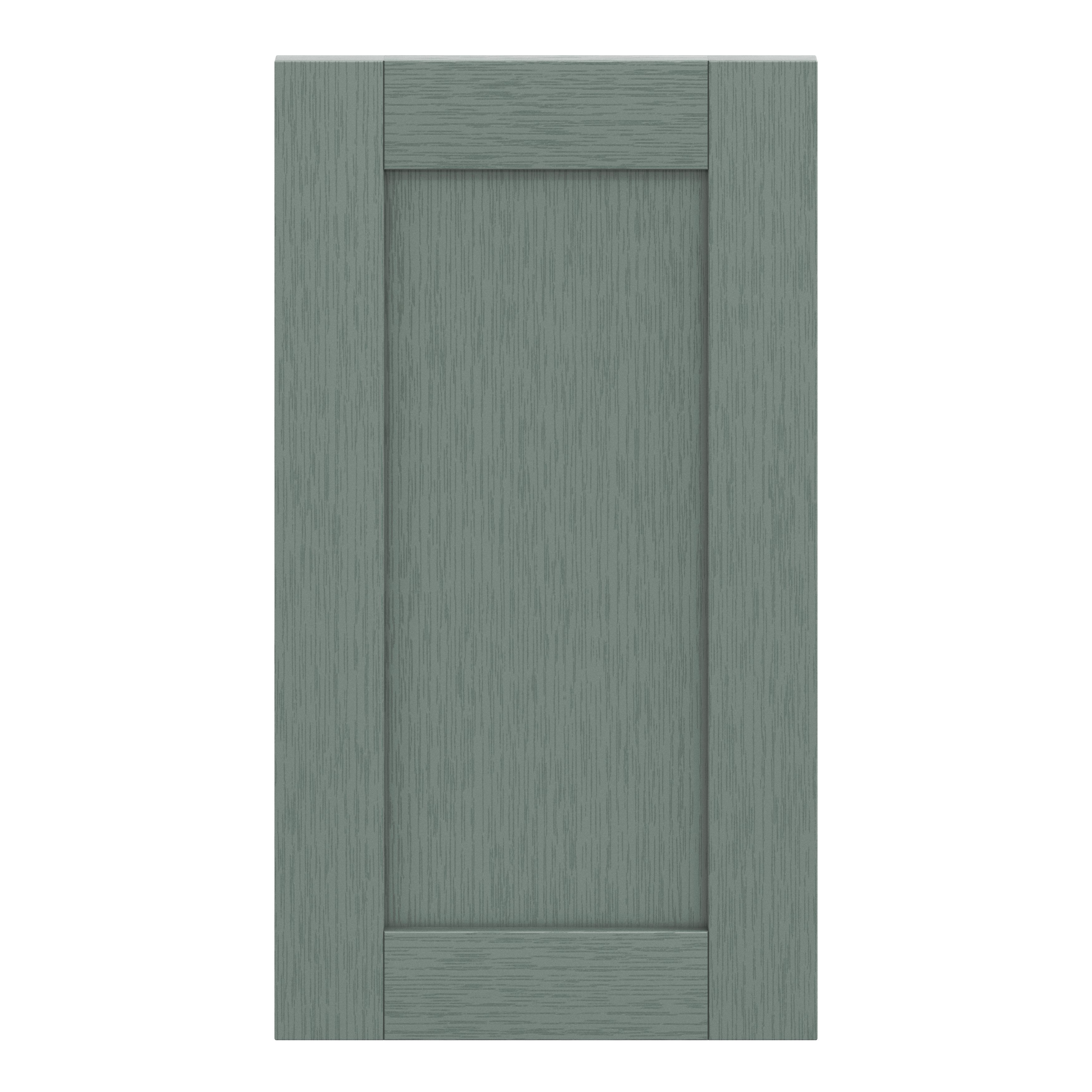 GoodHome Alpinia Matt Green Painted Wood Effect Shaker Highline Cabinet door (W)400mm (H)715mm (T)18mm