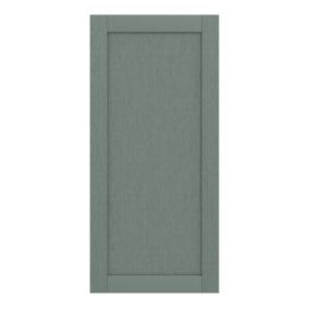 GoodHome Alpinia Matt Green Painted Wood Effect Shaker Matt green wood effect 70:30 Larder/fridge Cabinet door (W)600mm (H)1287mm (T)18mm