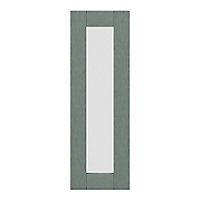 GoodHome Alpinia Matt Green Painted Wood Effect Shaker Tall glazed Cabinet door (W)300mm (H)895mm (T)18mm