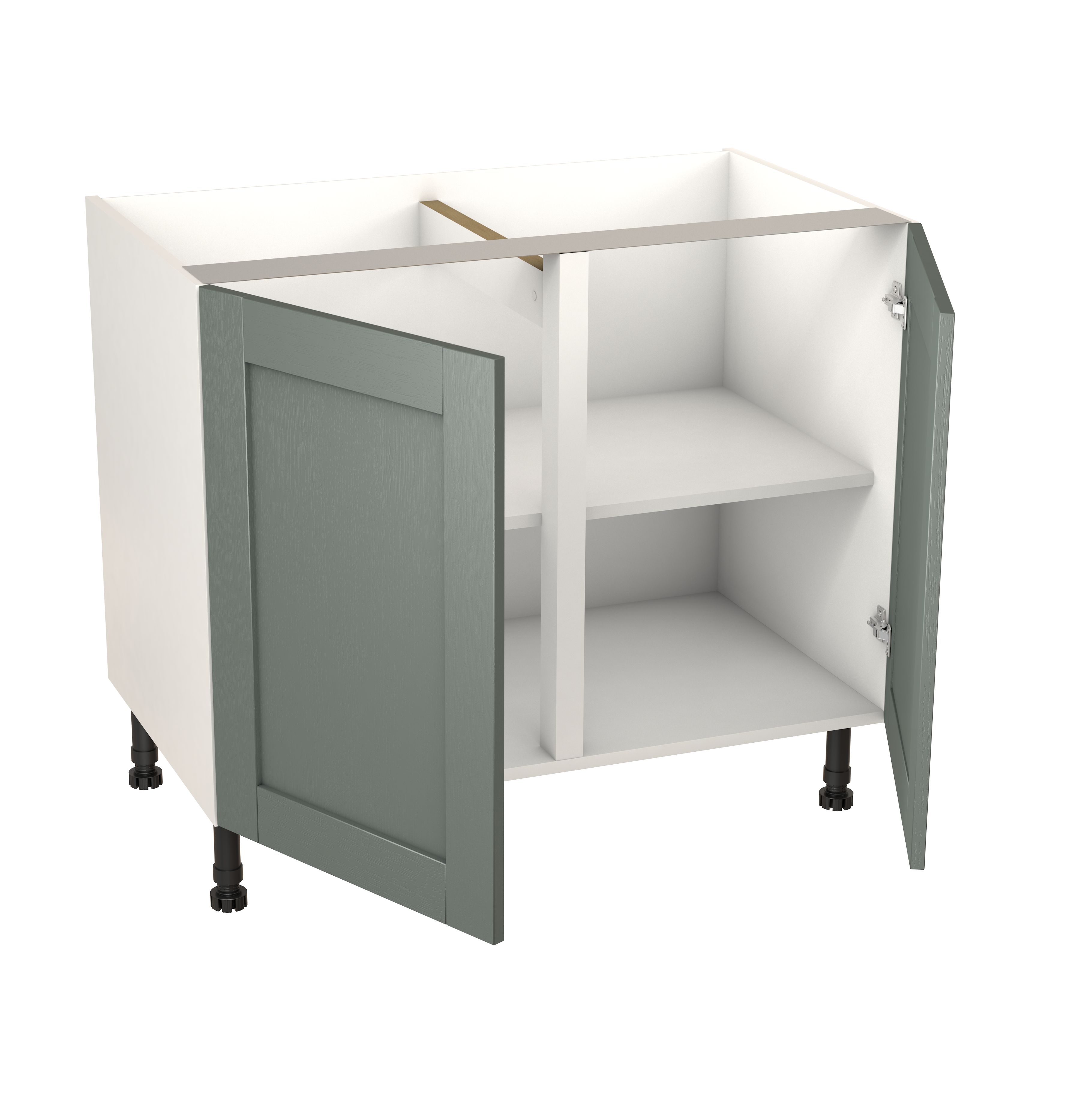 GoodHome Alpinia Matt green wood effect Base Kitchen cabinet (W) 1000mm (H)720mm